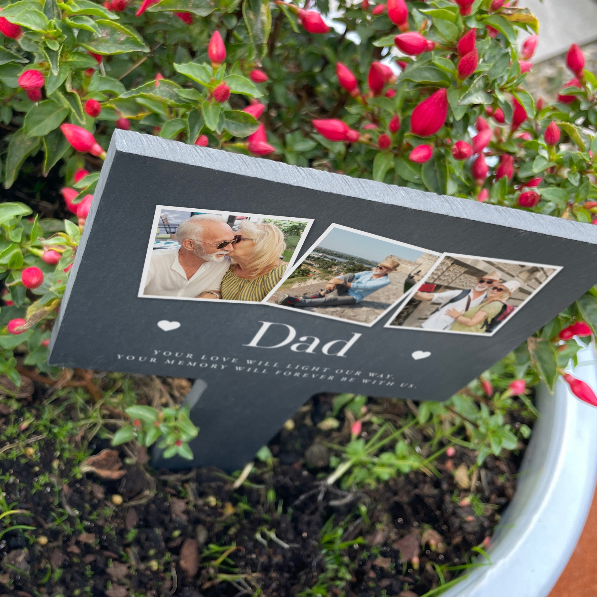 Custom Engraved Large Photo Memorial Slate Plant Marker - Personalized Garden Stone for Loved Ones - Perfect for Graves, Memorial Gardens & Special Tributes