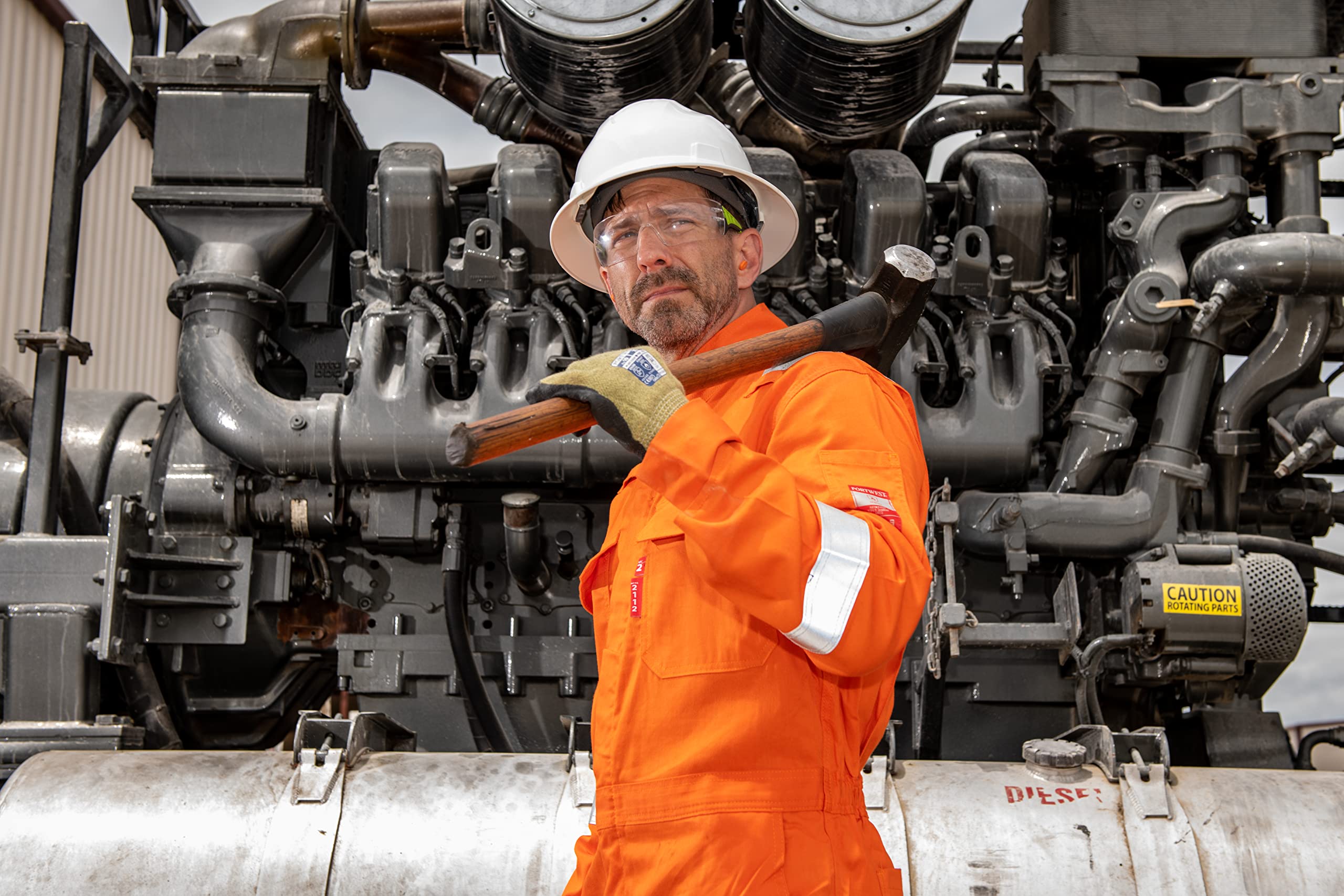 Portwest FR94 Bizflame Fire-Resistant Coverall with Reflective Tape - ASTM/NFPA Certified - Orange Safety Workwear - 4XL for Industrial & Construction Hazard Protection