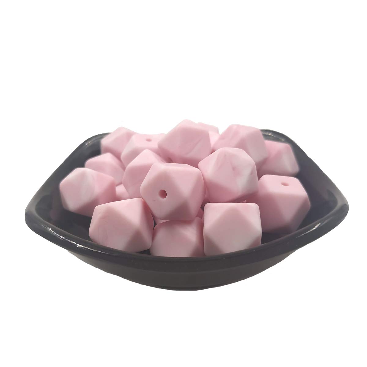 14mm Hexagonal Silicone Beads - 50pcs for DIY Jewelry & Keychains