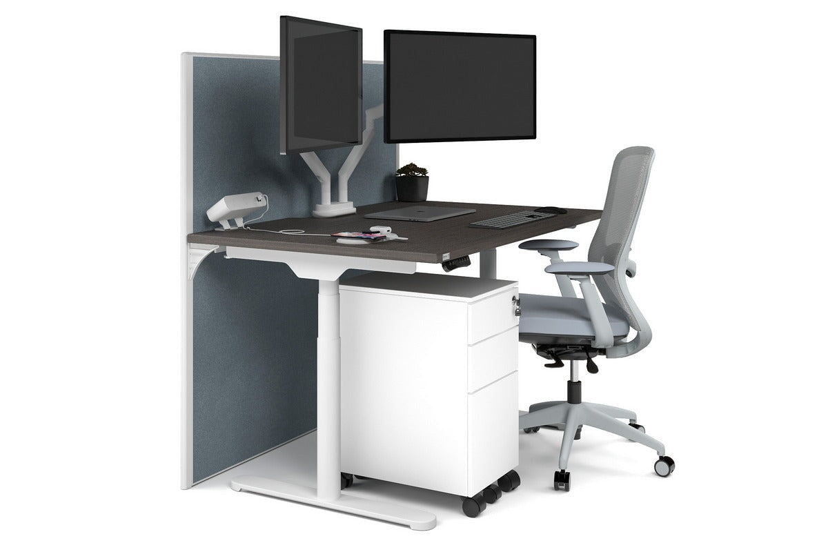 Flexi Premium Height Adjustable Single Workstation Desk - 1200L x 800W with Cable Management Scallop | Ergonomic Standing Desk for Home Office & Workspace