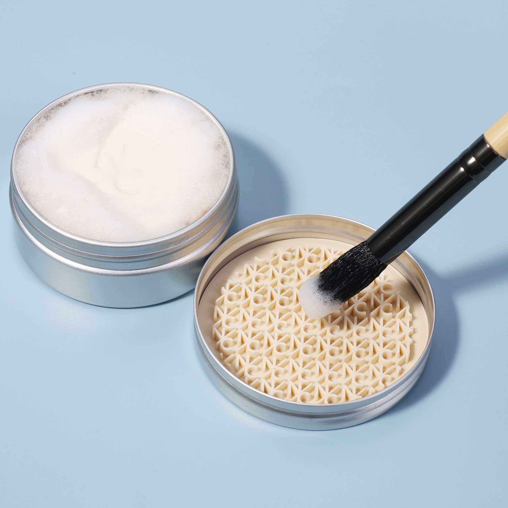 Professional Solid Makeup Brush Cleanser Soap with Silicone Cleaning Pad - Vanilla Scented (2.45 Oz) | Deep Cleans Cosmetic Brushes | Perfect for Home & Salon Use