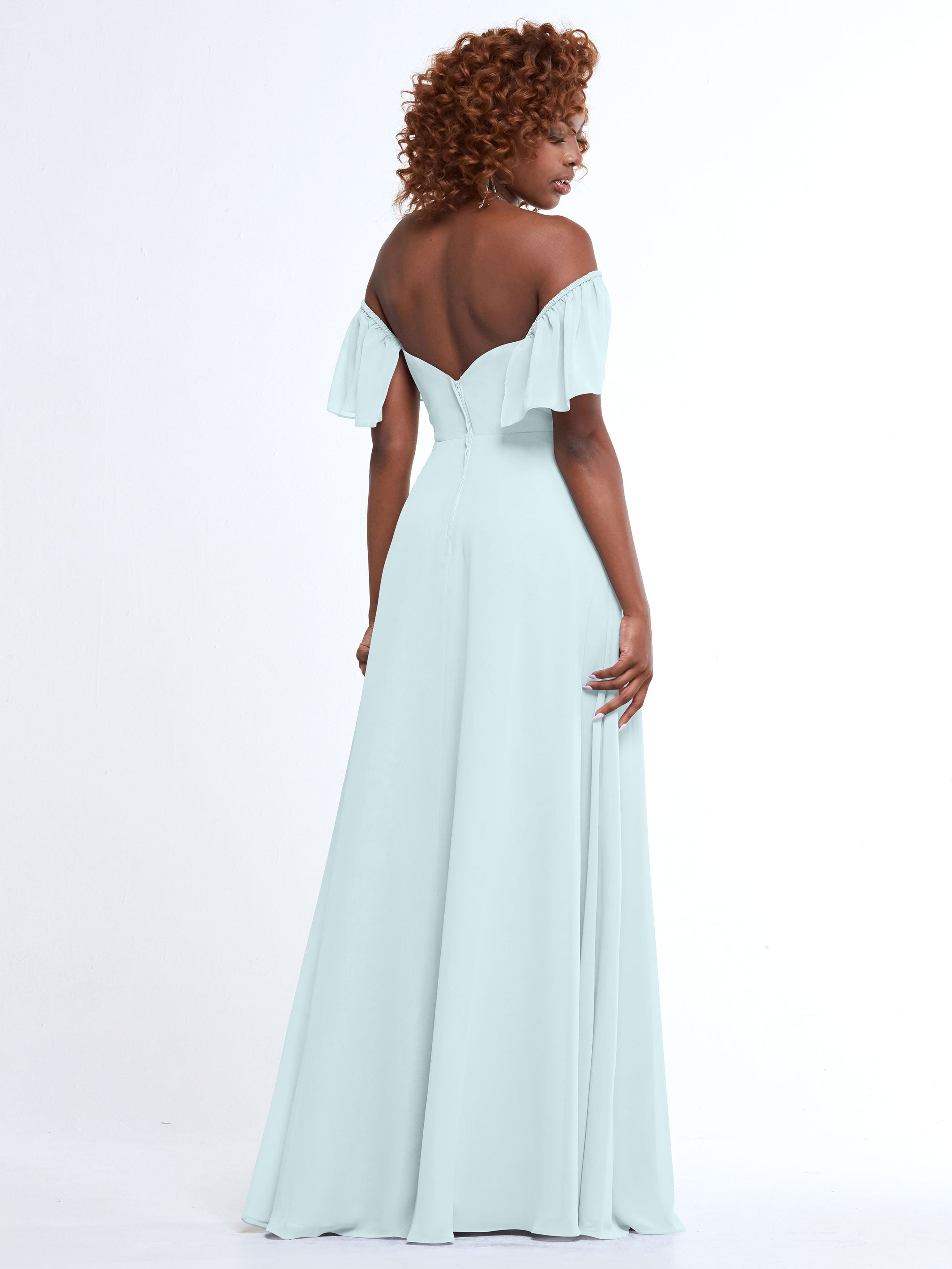 Elegant A-Line Off-The-Shoulder Chiffon Bridesmaid Dress with Pockets - Perfect for Weddings, Parties & Formal Events (Style: ALT2)
