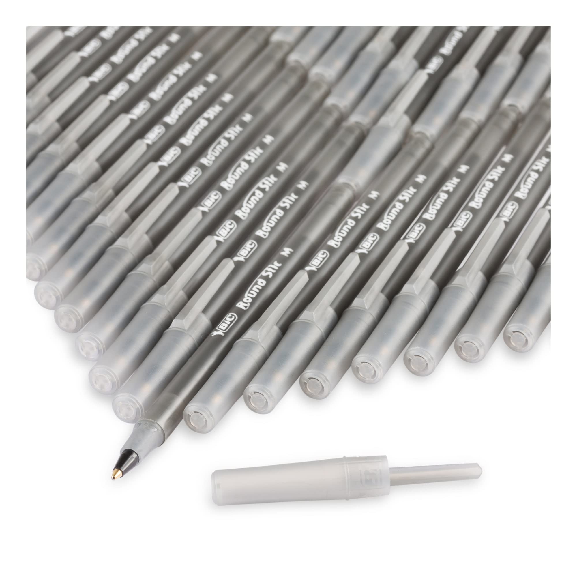 BIC Round Stic Xtra Life Black Ballpoint Pens - 240 Pack Bulk Ballpoint Pens, Medium Point 1.0mm, Comfortable Flexible Barrel for Smooth Writing - Best Selling Office & School Supplies for Everyday Use, Note Taking & Document Signing