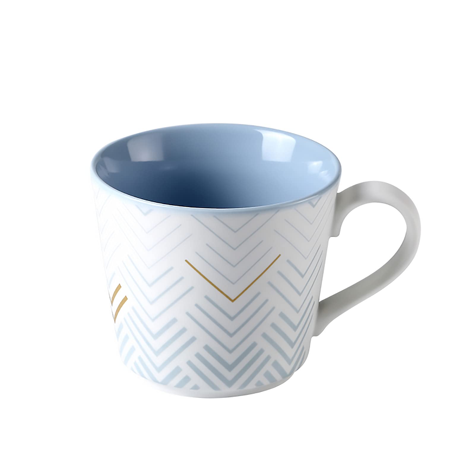 Ceramic Coffee Mug Set of 2 - Geometric Pattern Diagonal Design for Couples - Perfect for Home, Office, Tea, Milk & Breakfast Cereal - Ideal Gift for Valentine's Day & Anniversaries