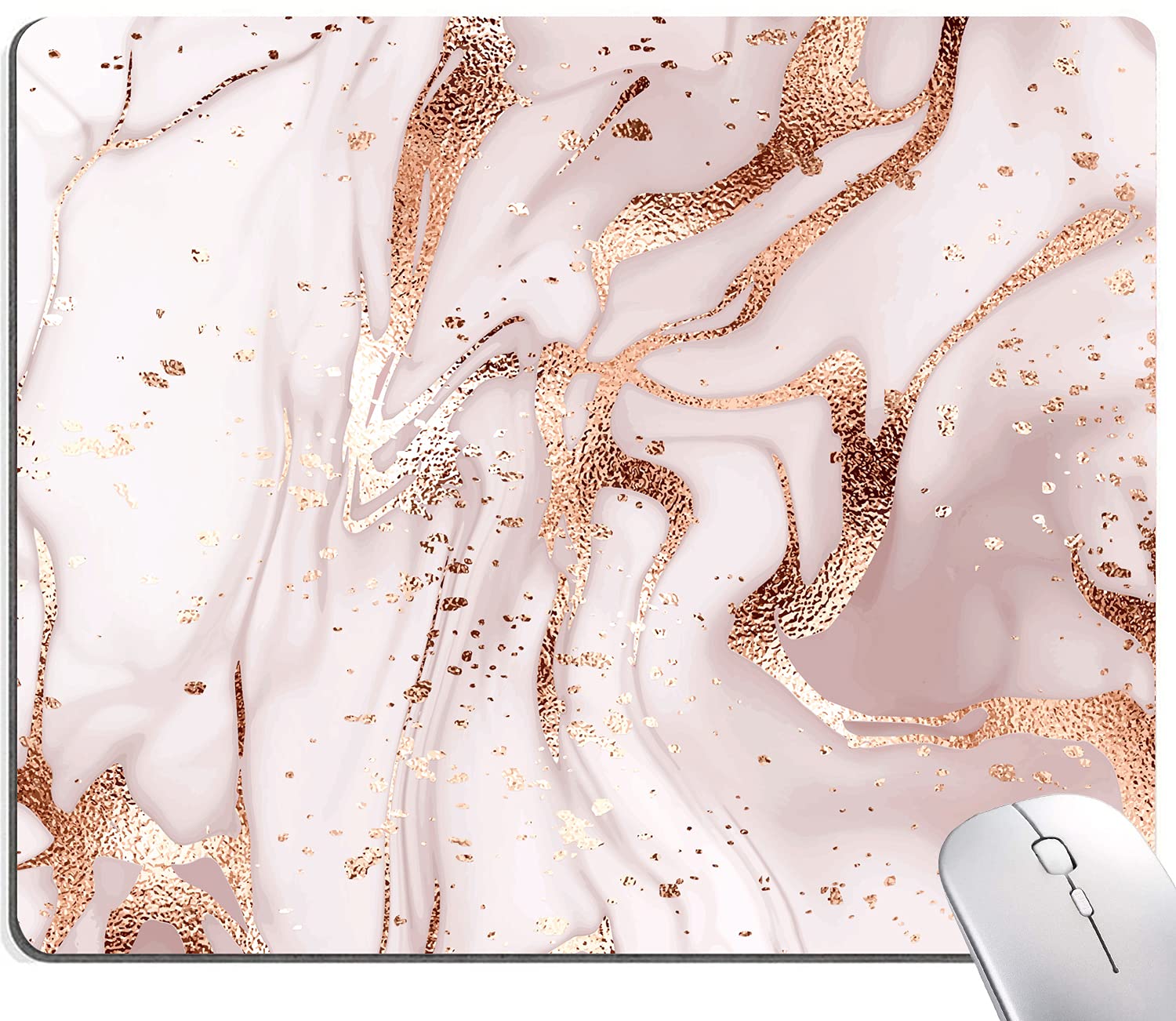 Rose Gold Marble Mouse Pad - Personalized Non-Slip Waterproof Mousepad with Custom Designs for Computer & Laptop - Smooth Rubber Base for Office, Gaming & Home Workspace