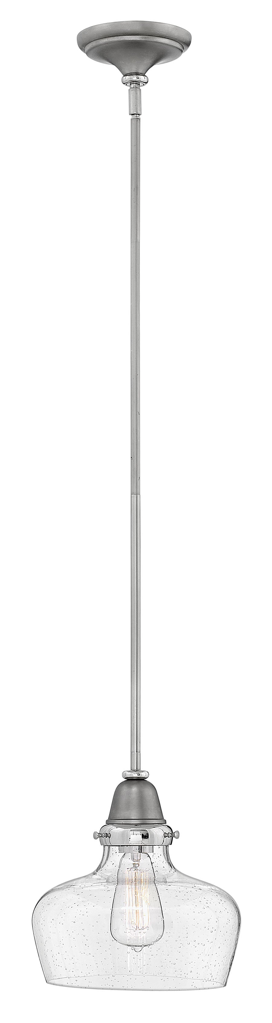 10W Academy 1 Light Pendant in English Nickel - Modern Hanging Light Fixture for Kitchen Island, Dining Room, or Entryway Lighting