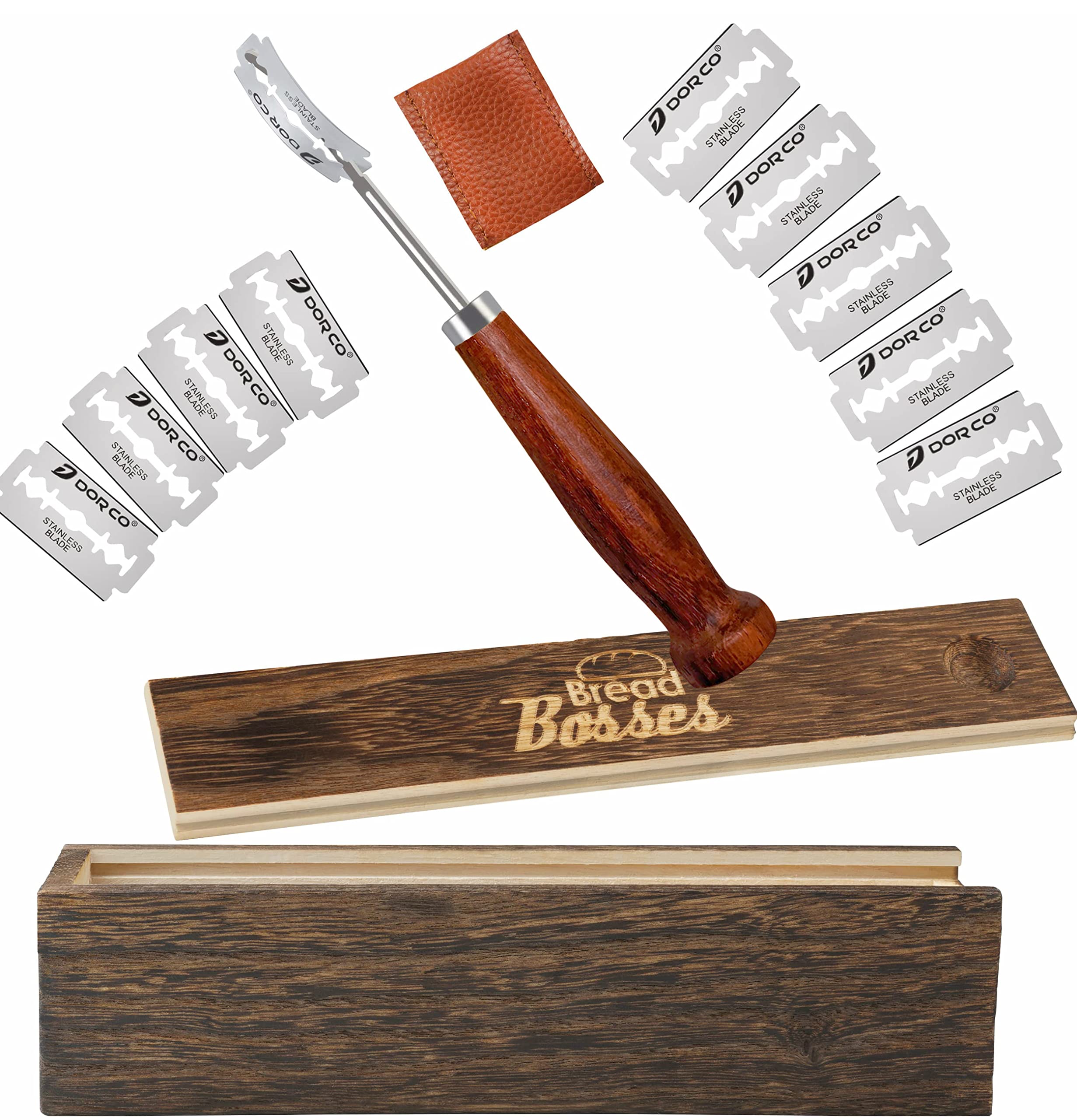 Bread Bosses Professional Bread Lame Tool - Stainless Steel Dough Slasher for Sourdough Bread Baking, Starter Jar & Scoring Knife - Perfect for Home Bakers & Gift Giving (Great for Artisan Bread Making & Baking Enthusiasts)