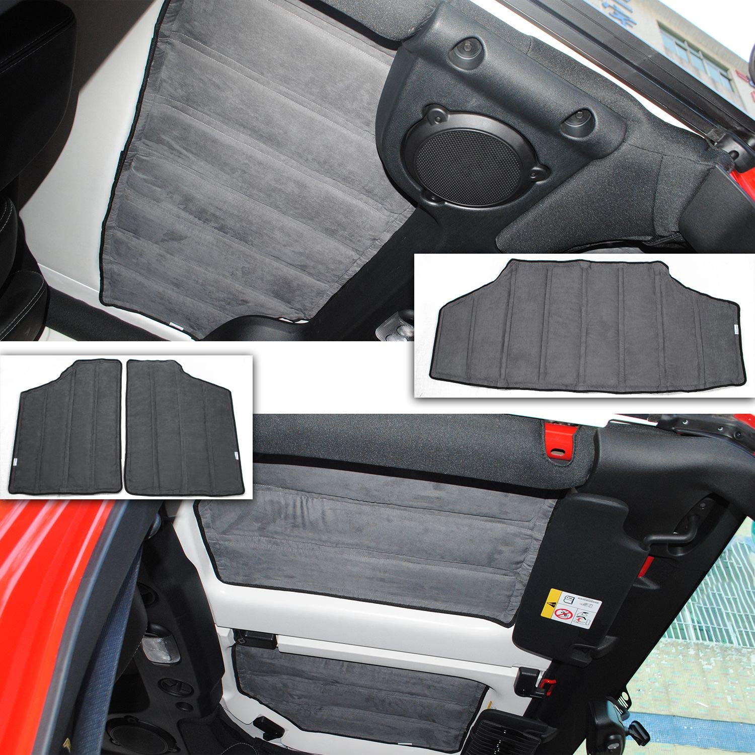 JeCar Jeep JK Headliner - Hardtop Roof Heat Insulation Kit for 2012-2018 Jeep Wrangler JK & Unlimited 4-Door (Grey) | Noise Reduction & Temperature Control for Off-Road Adventures & Daily Commuting