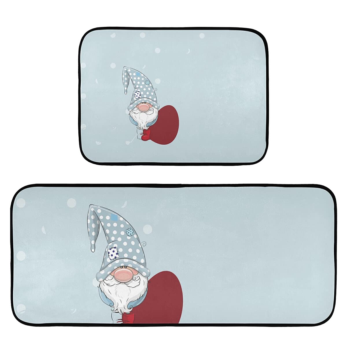 Christmas Snowflake Gnomes Non-Slip Kitchen Rugs - 2 Pack Farmhouse Decor Floor Mats with Comfort Foam for Kitchen, Entryway & Standing Areas - Holiday Home Decor & Gift Idea