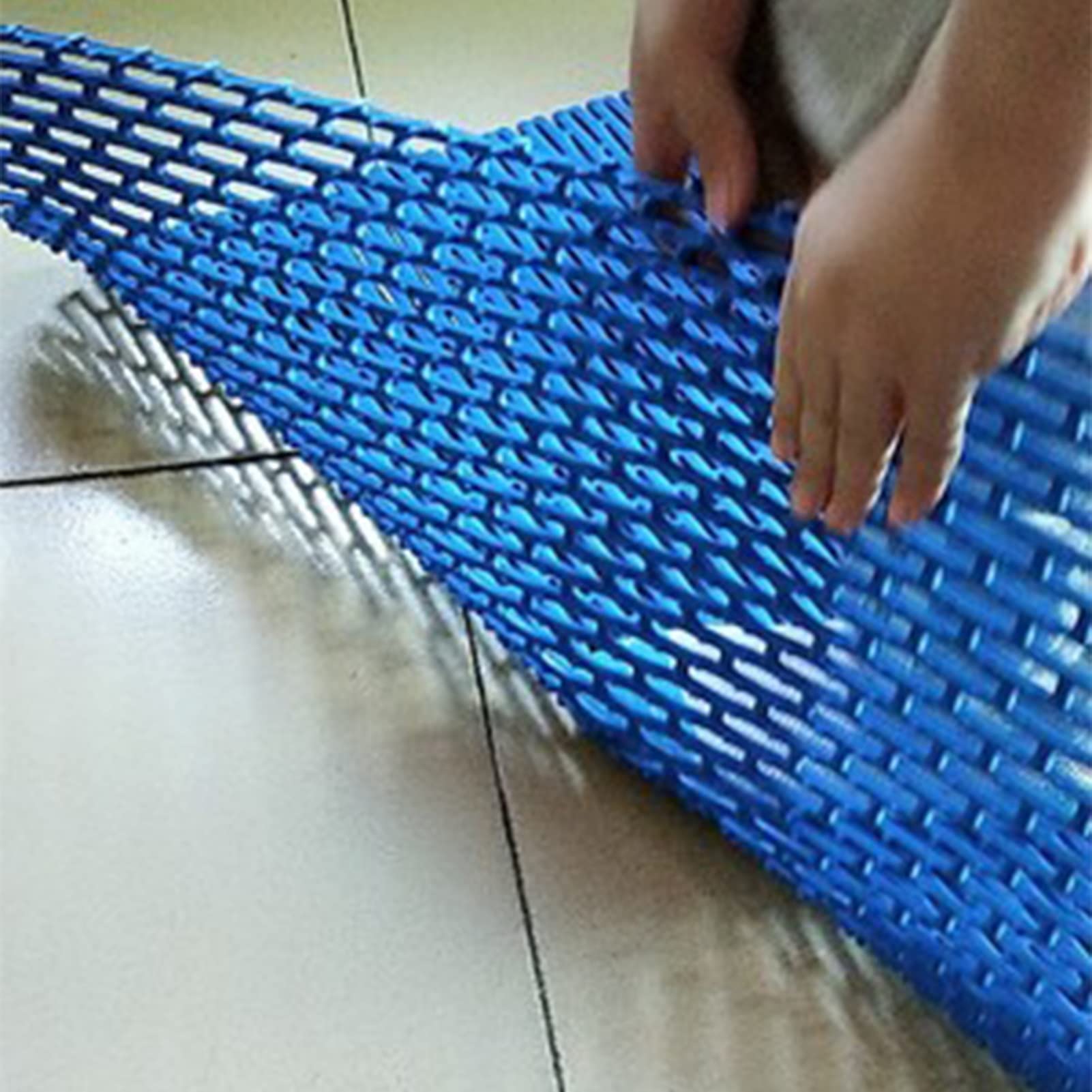 Non-Slip Shower Mat with Drain Holes - 130x90cm/50.7x35.1in Bath Tub Mat for Bathroom, Corridor & Outdoor Balcony - Waterproof Anti-Slip Floor Mat (Blue) - Perfect for Showers, Bathtubs, Pool Decks & Wet Areas