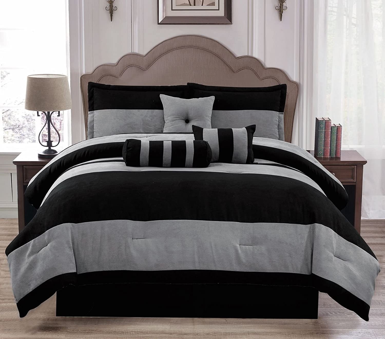 Luxury Faux Suede Comforter & Sheet Set - 11 Piece Bedding Collection (Full Size, Black) for Cozy Bedroom Decor & Guest Room Upgrade