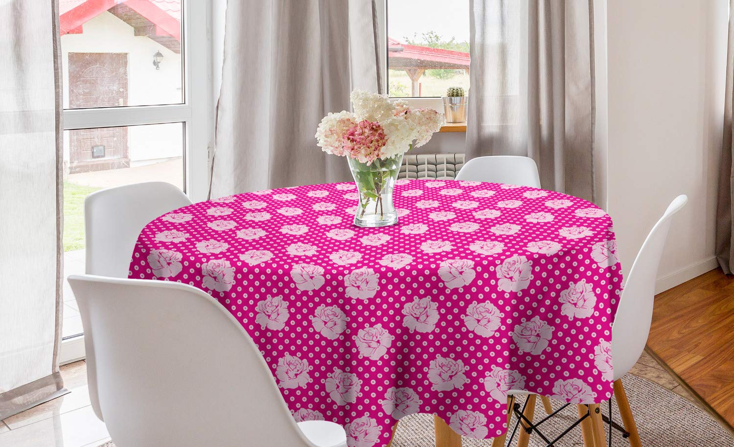 Ambesonne Floral Round Tablecloth 60