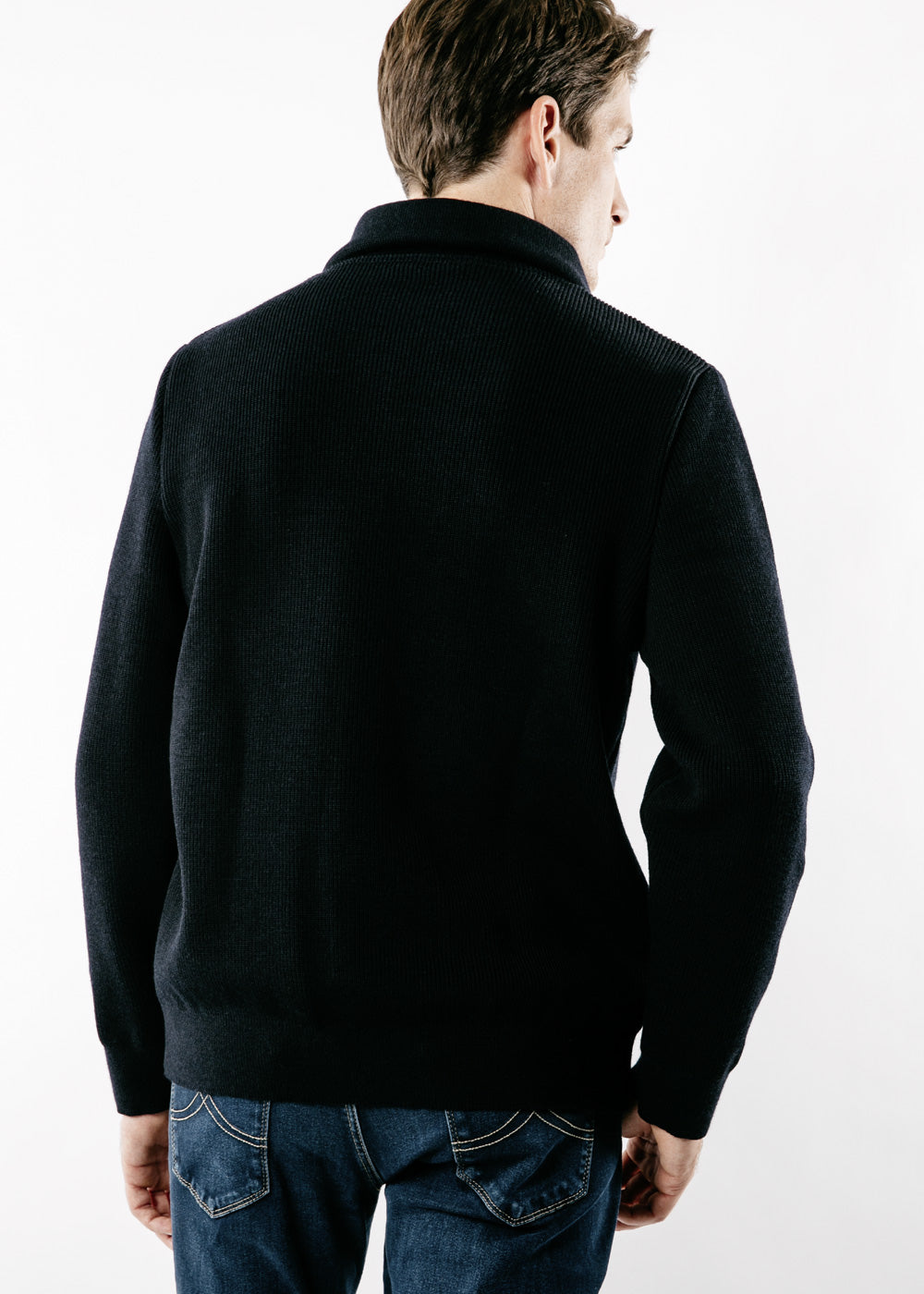 COTENTIN III Quarter Zip Trucker Sweater for Men - Navy Blue Pullover with Half Zip - Perfect for Outdoor Activities, Casual Wear & Layering