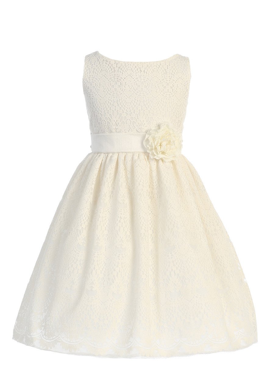 Sweet Girls' 10 Off-White Vintage Lace Overlay Easter Dress - Perfect for Spring Celebrations, Church, Photoshoots & Special Occasions