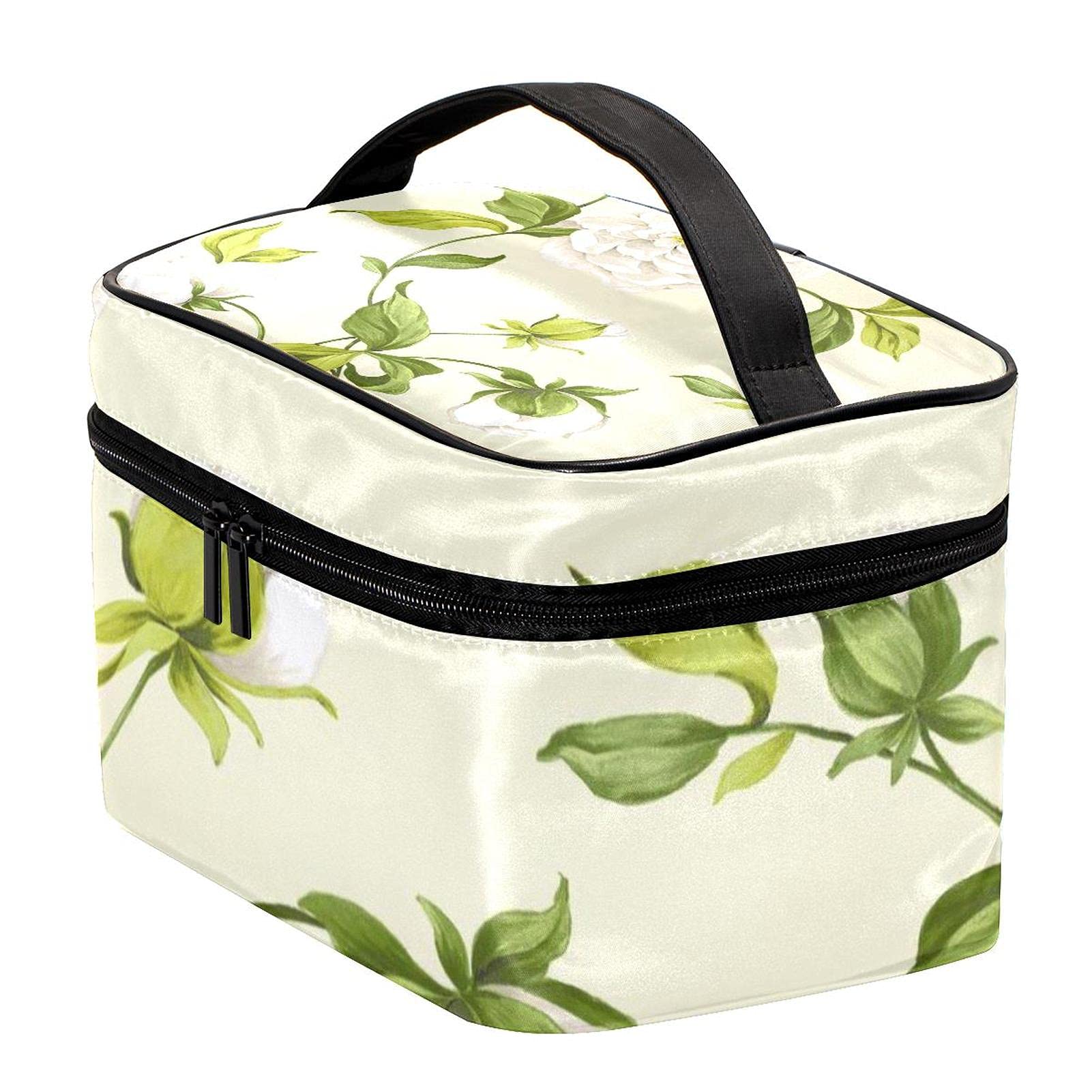 Hibiscus Floral Pattern Large Travel Makeup Bag - Waterproof Cosmetic Organizer with Zipper for Women & Girls | Perfect for Vacation, Gym, and Daily Essentials Storage