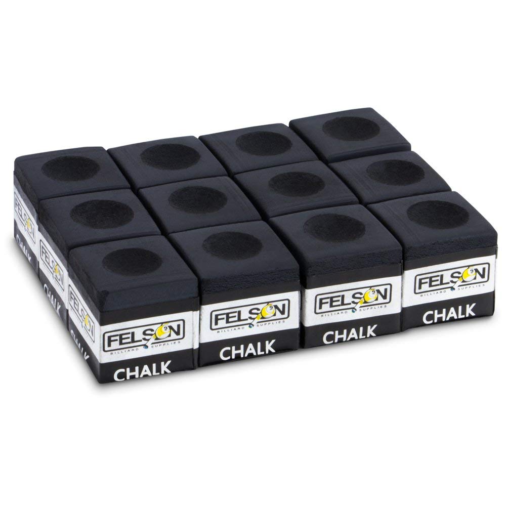 Felson Premium Pool Chalk Cubes for Billiards - 12-Pack Blue Chalk with Durable Storage Box - Perfect for Pool Tables, Cue Sticks & Professional Players - Ideal for Home Game Rooms, Bars & Tournaments
