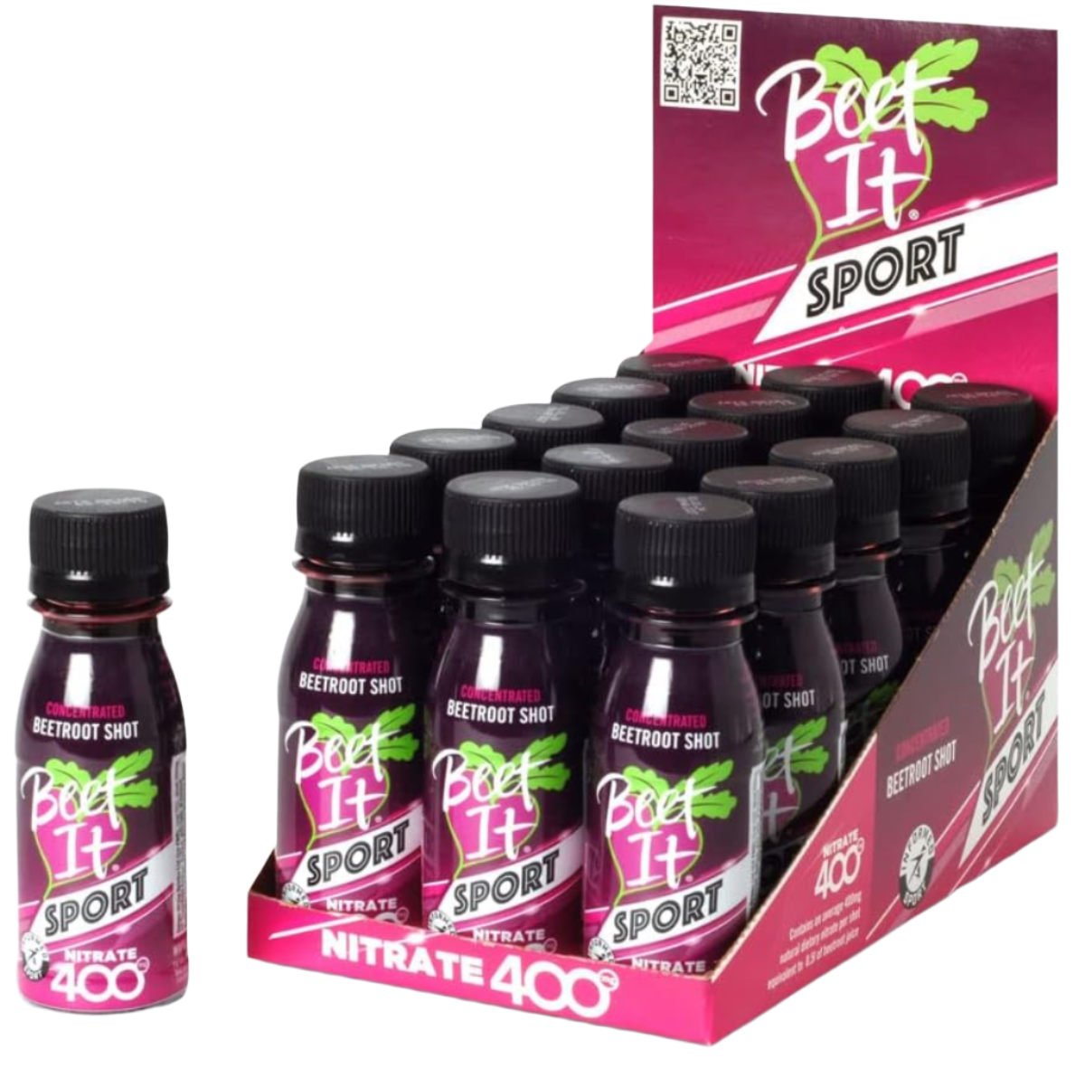 Beet It Sport Nitrate 400 Shot (Pack of 15) - Organic Beetroot Juice Concentrate for Athletic Performance & Endurance - Pre-Workout Energy Booster for Runners, Cyclists & Fitness Enthusiasts