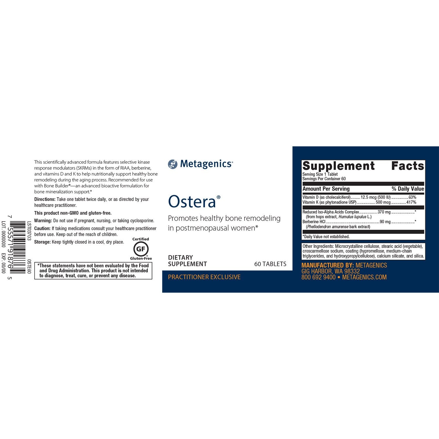 Ostera 60 Tabs - Natural Bone & Joint Support Supplement for Women & Men | Promotes Healthy Calcium Absorption & Bone Strength | Ideal for Active Lifestyles, Menopause Support & Senior Wellness