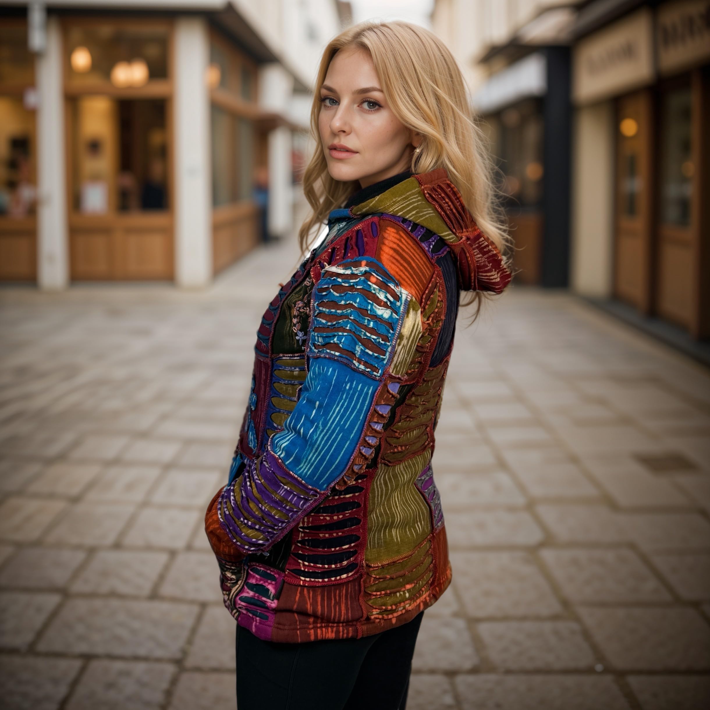 Agan Traders Women's Bohemian Patchwork Embroidered Fleece Jacket - Insulated Zip Up Hoodie for Spring & Fall (Small, Medium, Regular, Magenta) | Cozy Outerwear for Casual Wear, Music Festivals & Boho Fashion