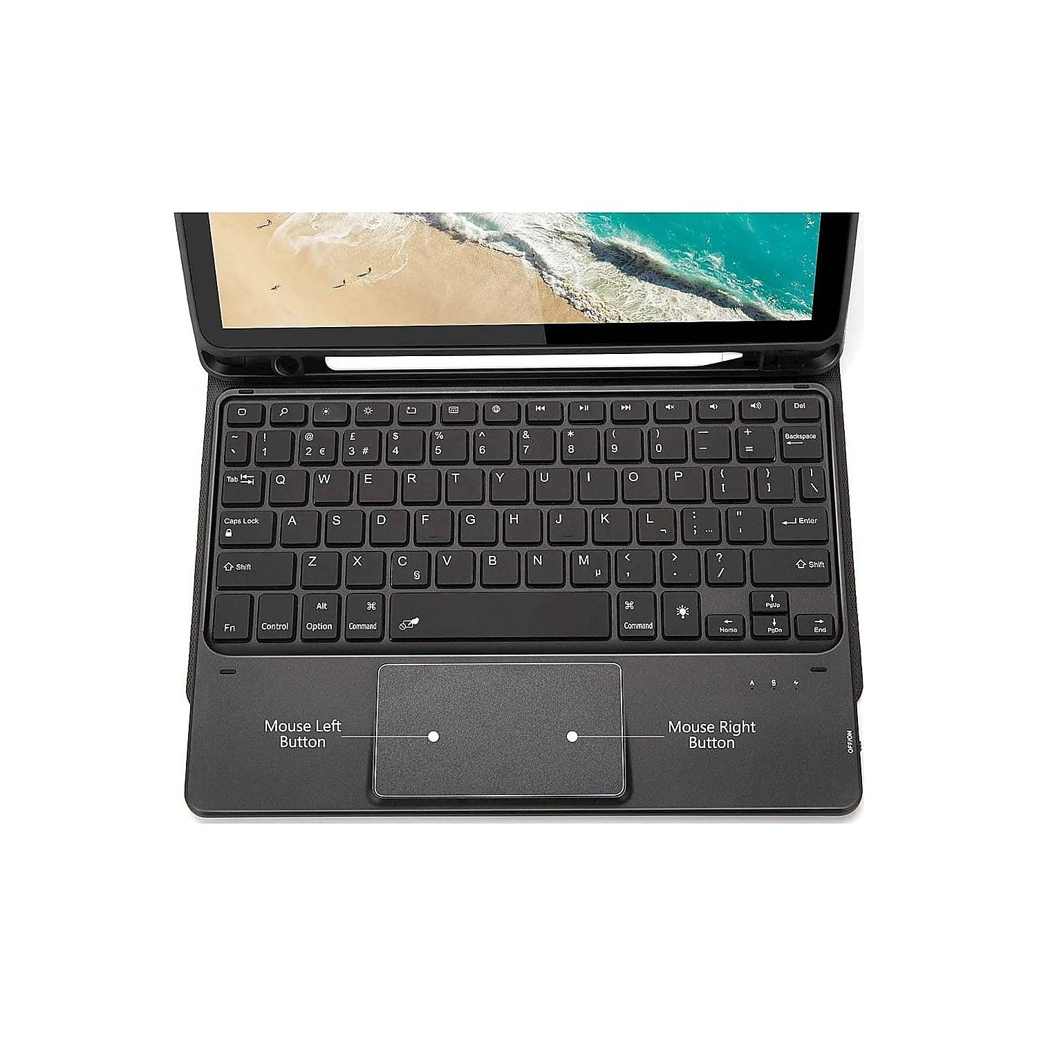 SaharaCase Shockproof Bluetooth Keyboard Case with Mouse Pad for Apple iPad 10.2 Inch (9th Generation 2021) - Heavy Duty Rugged Protection, Anti-Slip Design & Integrated Kickstand - Black | Perfect for Work, Travel & Outdoor Use