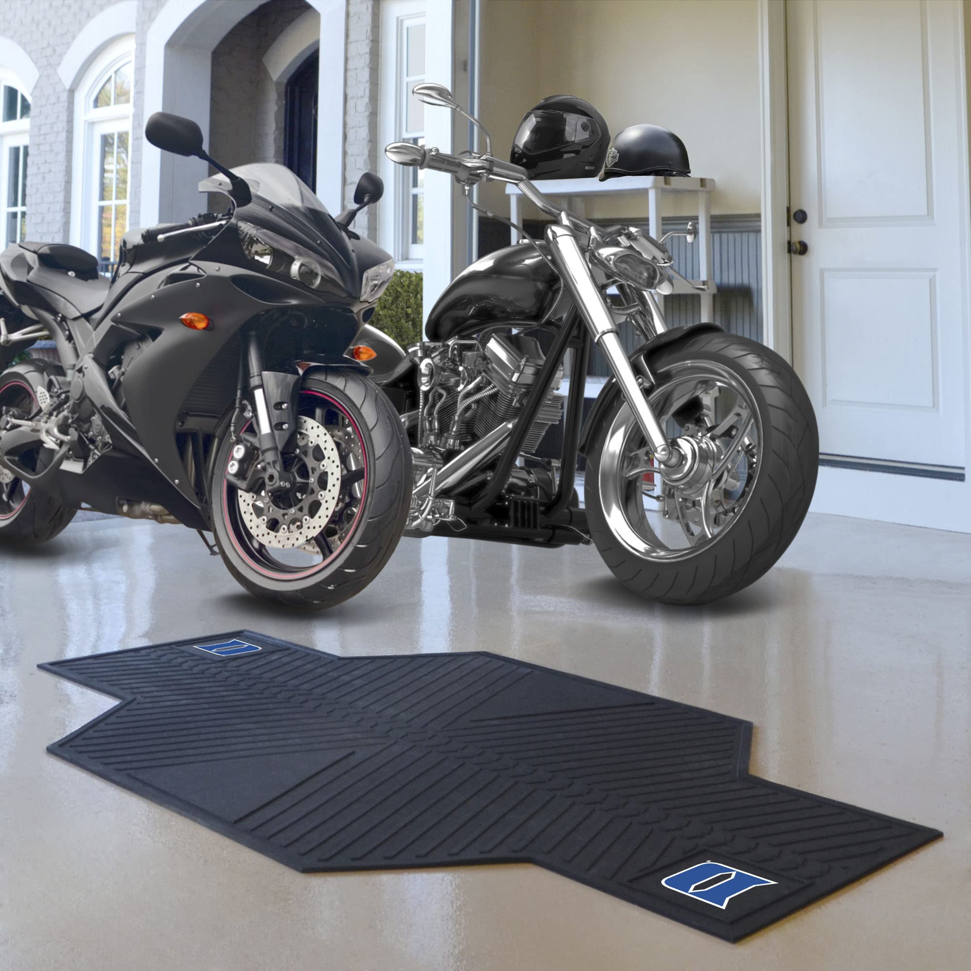 FANMATS Duke Blue Devils Motorcycle Floor Mat - Non-Slip Durable Bike Rug for Harley, Honda, Yamaha - Perfect for Garage, Shed & Outdoor Use