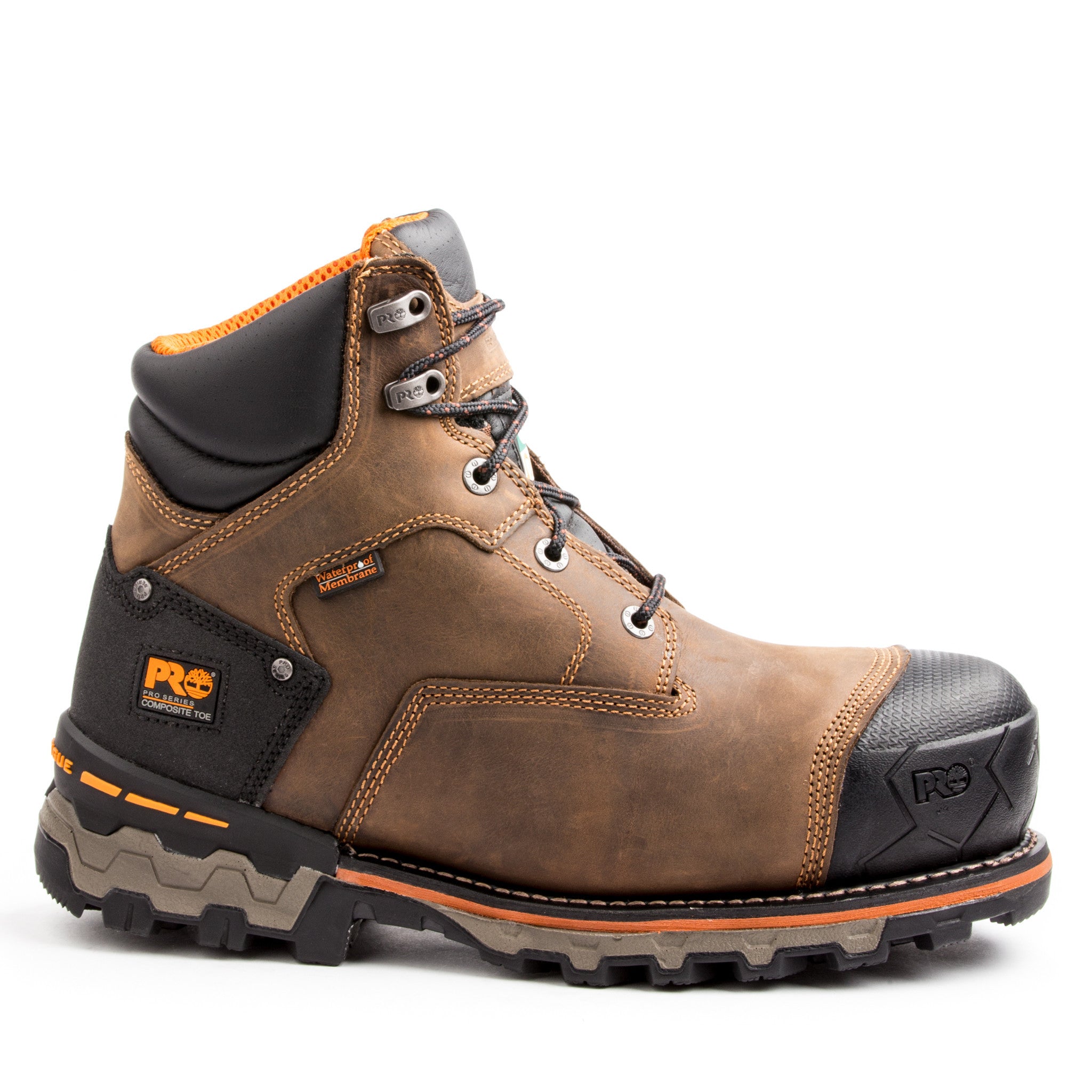 Timberland Pro Boondock Men's 6 Inch Waterproof Composite Toe Work Boots - Brown Safety Shoes for Construction, Hiking & Outdoor Work