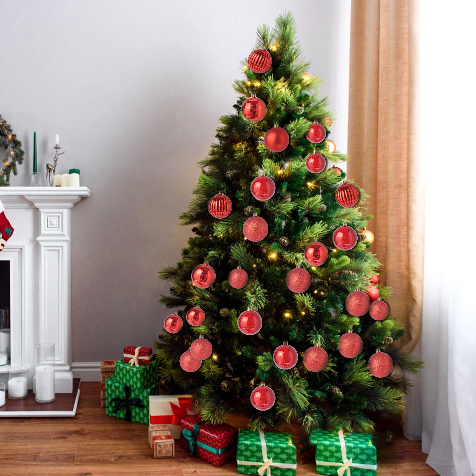 36PCS Shatterproof Christmas Tree Ornaments Set - 6CM Hanging Ball Baubles for Xmas Tree Decor, Home & Party Decoration (Red/Green/Gold) - Perfect for Holiday Decorating, Gift Wrapping & Festive Celebrations