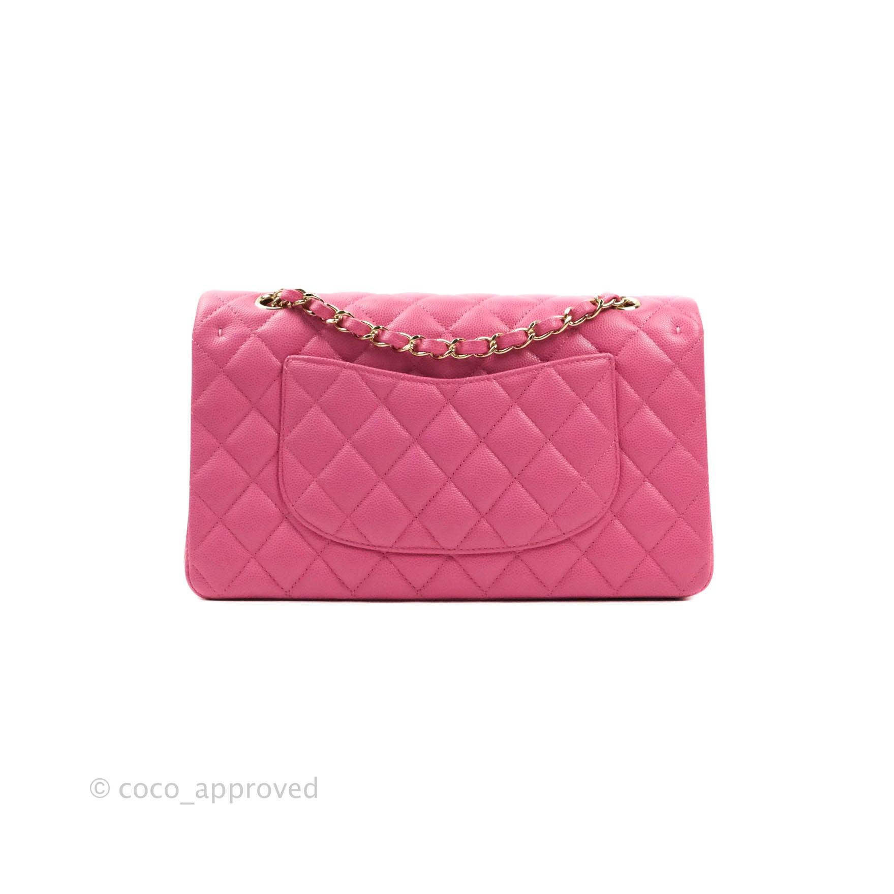 Chanel Classic Medium Double Flap Bag in Pink Caviar Leather with Gold Hardware - Perfect for Date Night & Special Occasions