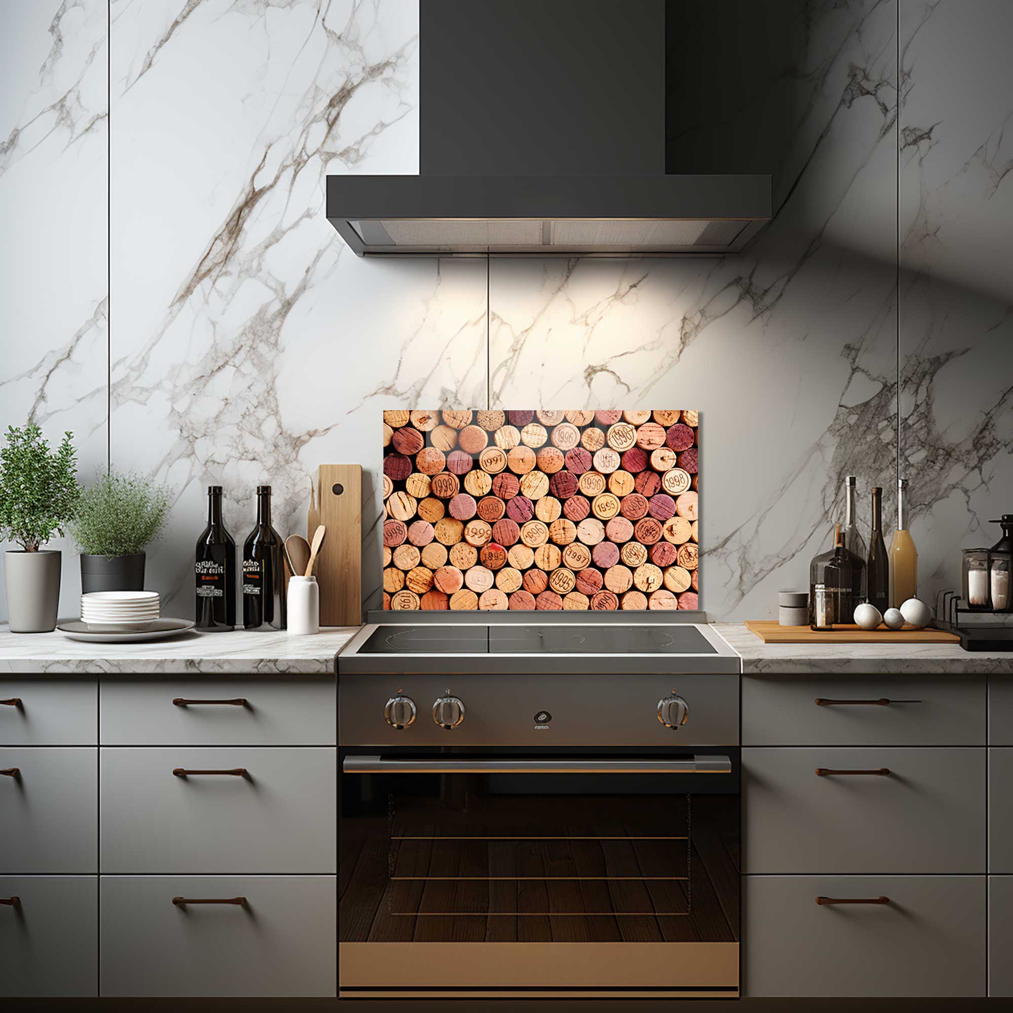 Premium Wine Corks & Glass Splashbacks - Elegant Kitchen & Bar Decor for Wine Enthusiasts | Perfect for Home Bars, Restaurants & Wine Cellars