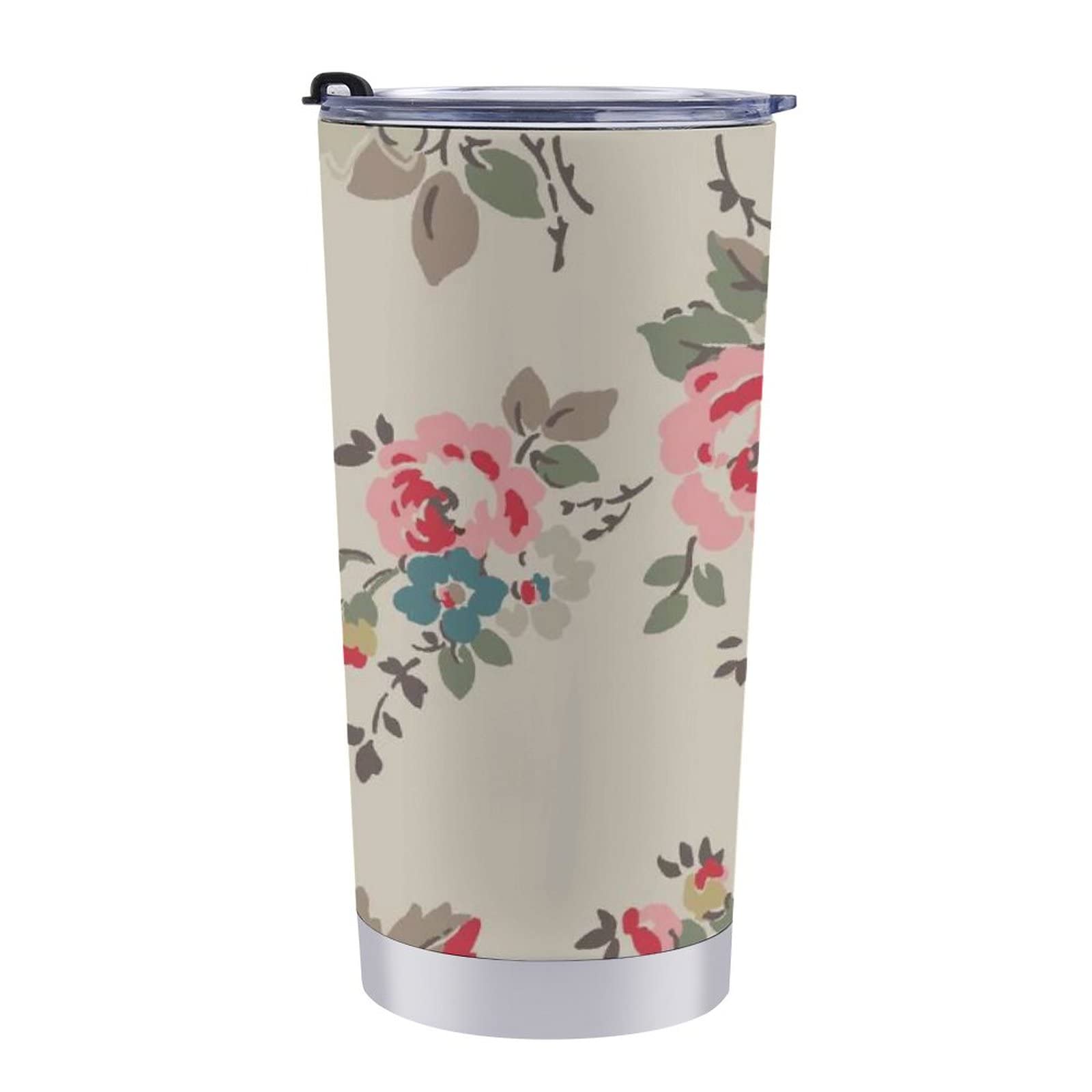 Insulated Stainless Steel Travel Coffee Tumbler with Lid - 20oz Leak-Proof Hot & Cold Drink Mug for Outdoor, Office, School - Floral Design for Women & Men - Perfect for Camping, Commuting & Daily Use