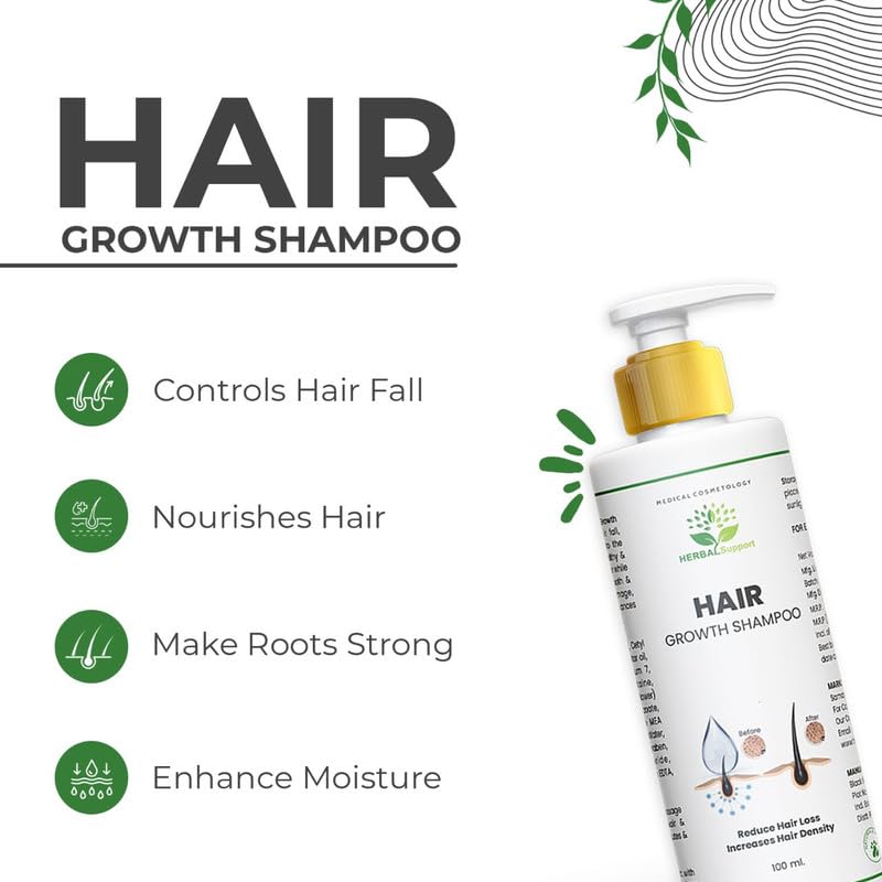 Herbal Hair Growth Shampoo for Damaged Hair Repair & Frizz Control - Sulfate & Paraben Free Volumizing Shampoo for Stronger Hair (100ml) - Ideal for Men & Women with Thinning Hair or Split Ends