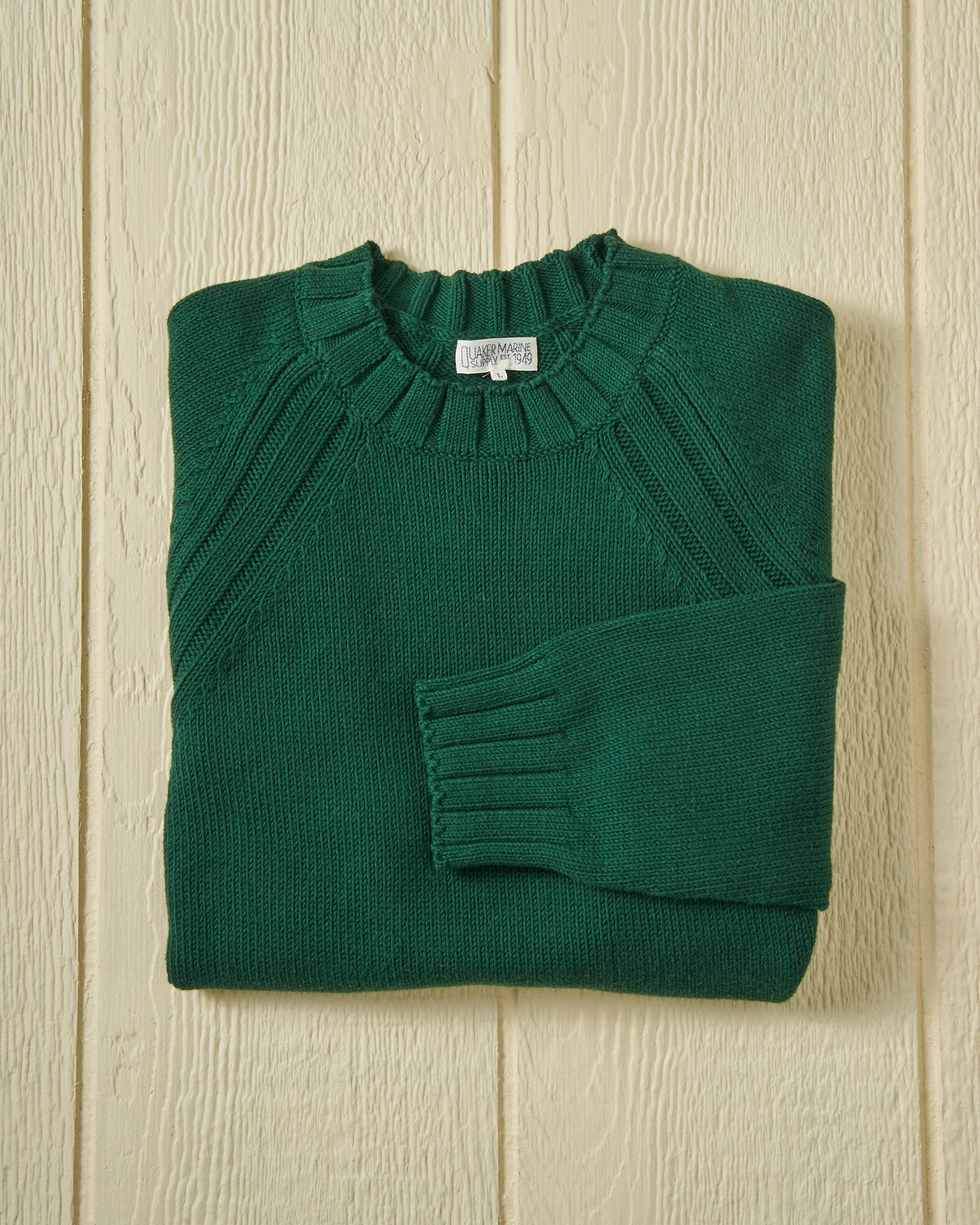 Quaker Crewneck Sweater for Men - Soft Cotton Knit Pullover in Hunter Green | Casual Winter Wear & Outdoor Activities