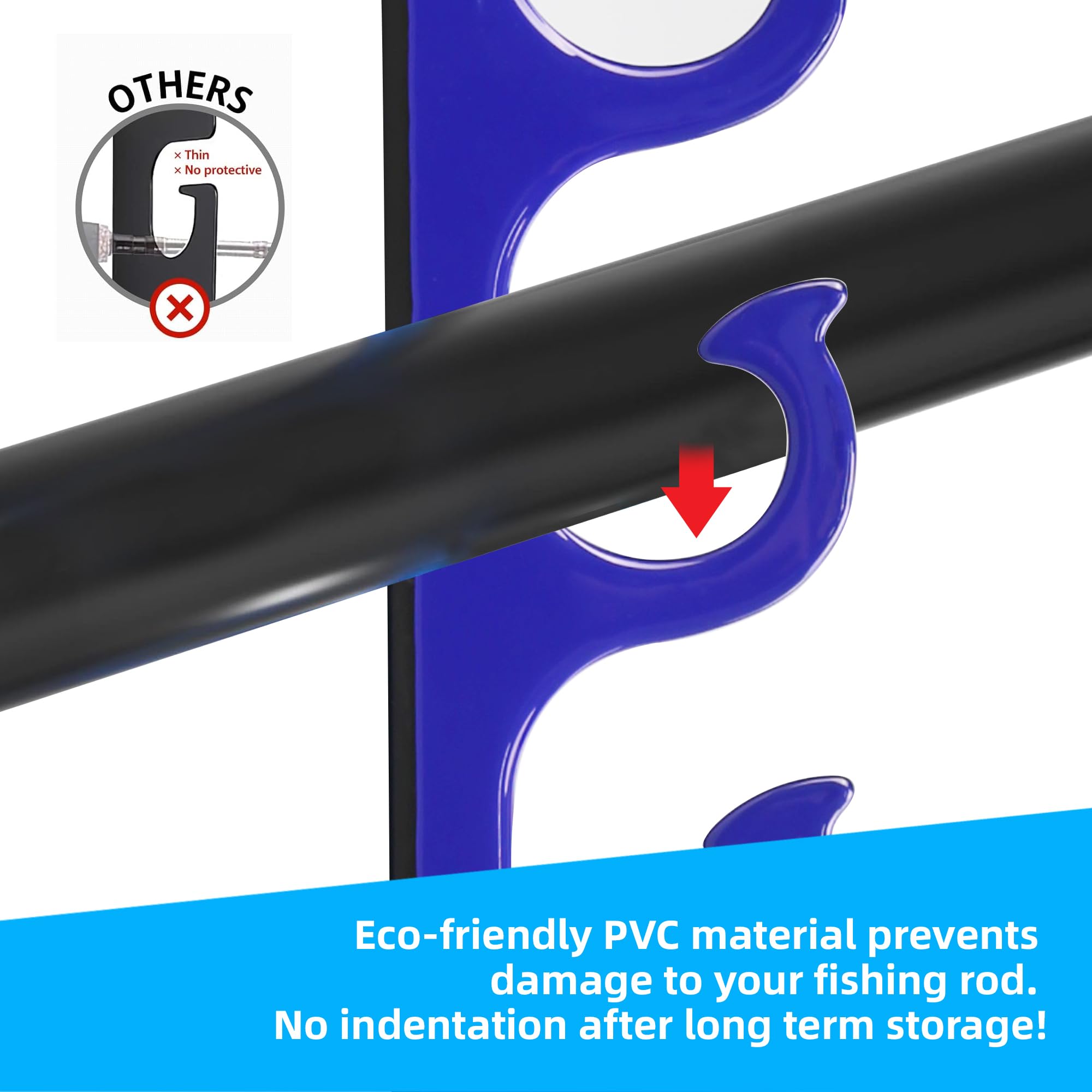 Durable Horizontal Fishing Rod Holders for Garage Storage - Heavy Duty Metal Wall & Ceiling Mounted Fishing Pole Rack - Premium Garage Organization System Holds 5 Rods or Combos - Perfect for Anglers & Fishing Gear Storage Solutions