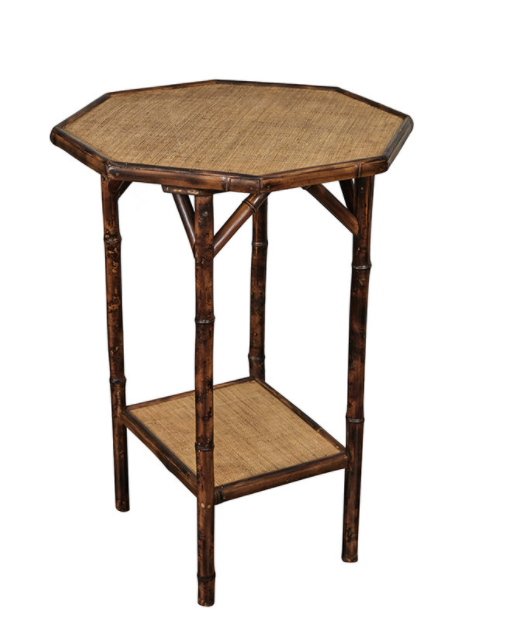 Handmade Octagonal Tiger Bamboo Side Table - Natural Wood End Table for Living Room, Bedroom, or Patio Decor