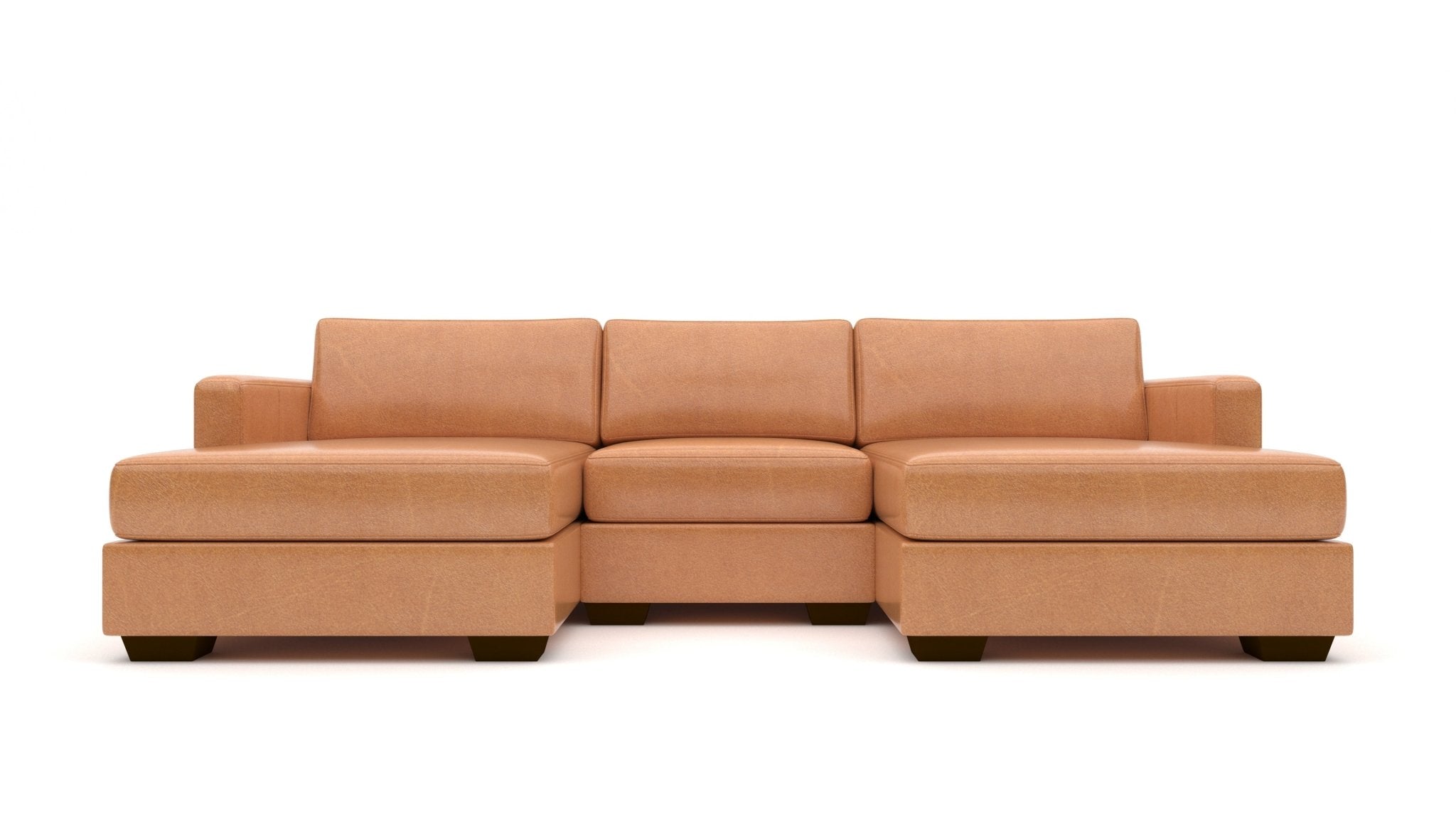 Luxury Track 103 Genuine Leather Double Chaise Sofa with Armless Chair - Modern Living Room Furniture for Home Theater, Lounge & Office Waiting Area