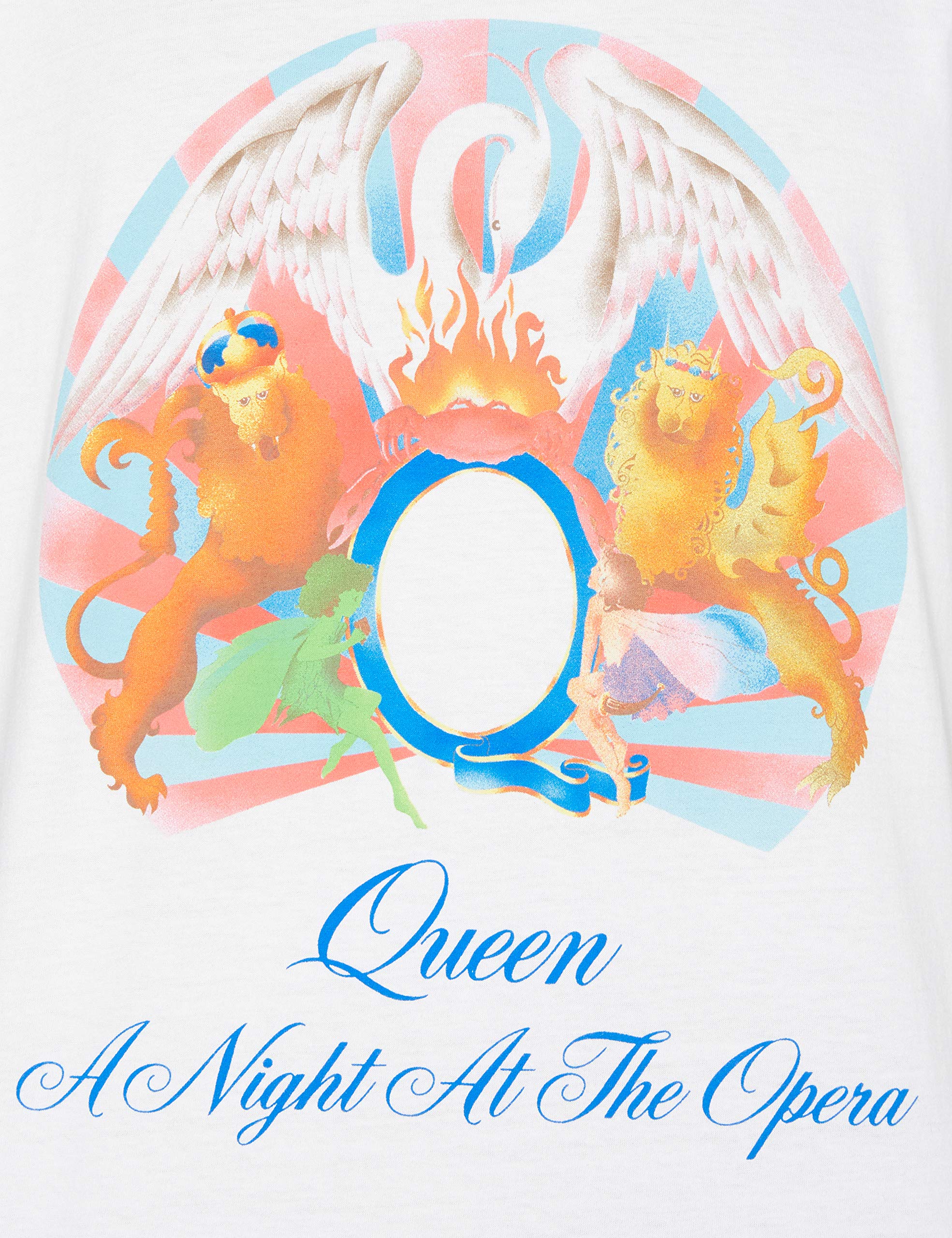 Bravado Queen A Night at The Opera Men's White Graphic T-Shirt | Vintage Rock Band Tee | Casual Cotton Shirt for Concerts, Parties & Everyday Wear
