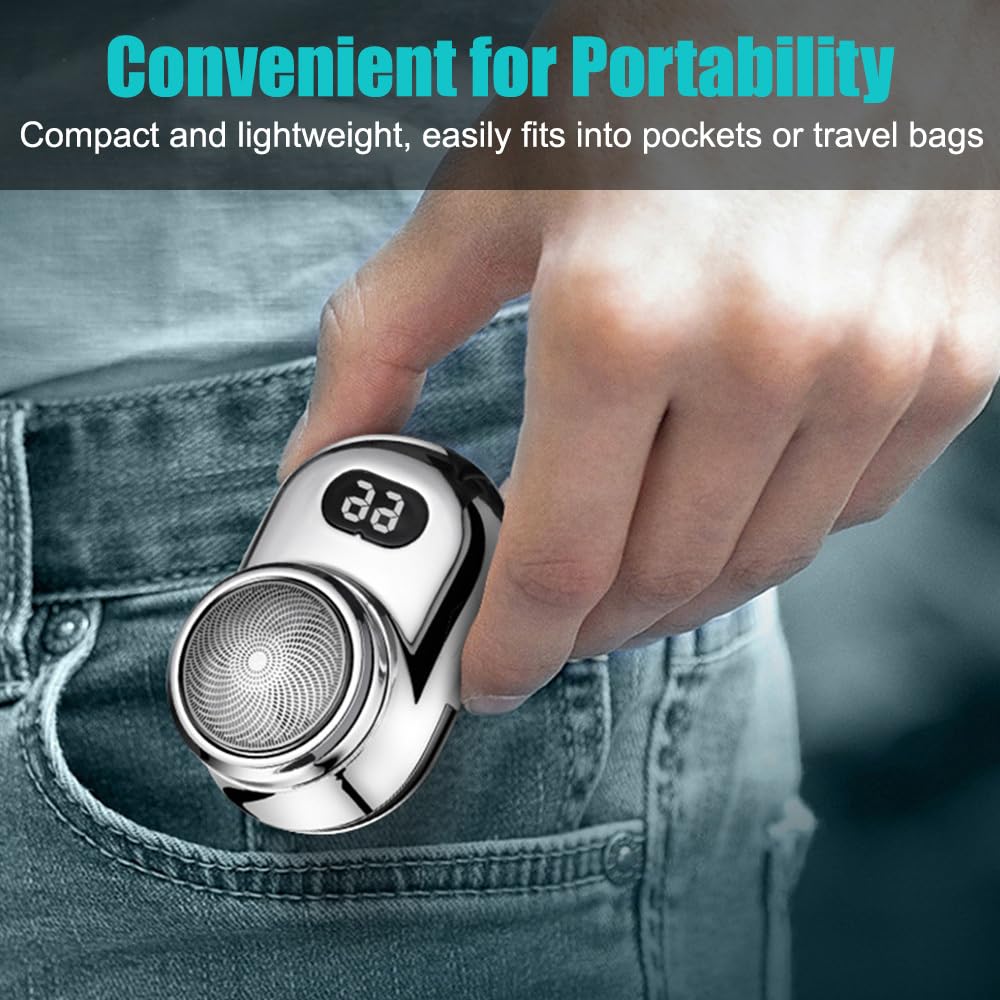 Mini Electric Shaver with Digital Display - Rechargeable Travel Razor for Men, Home & Office Use
