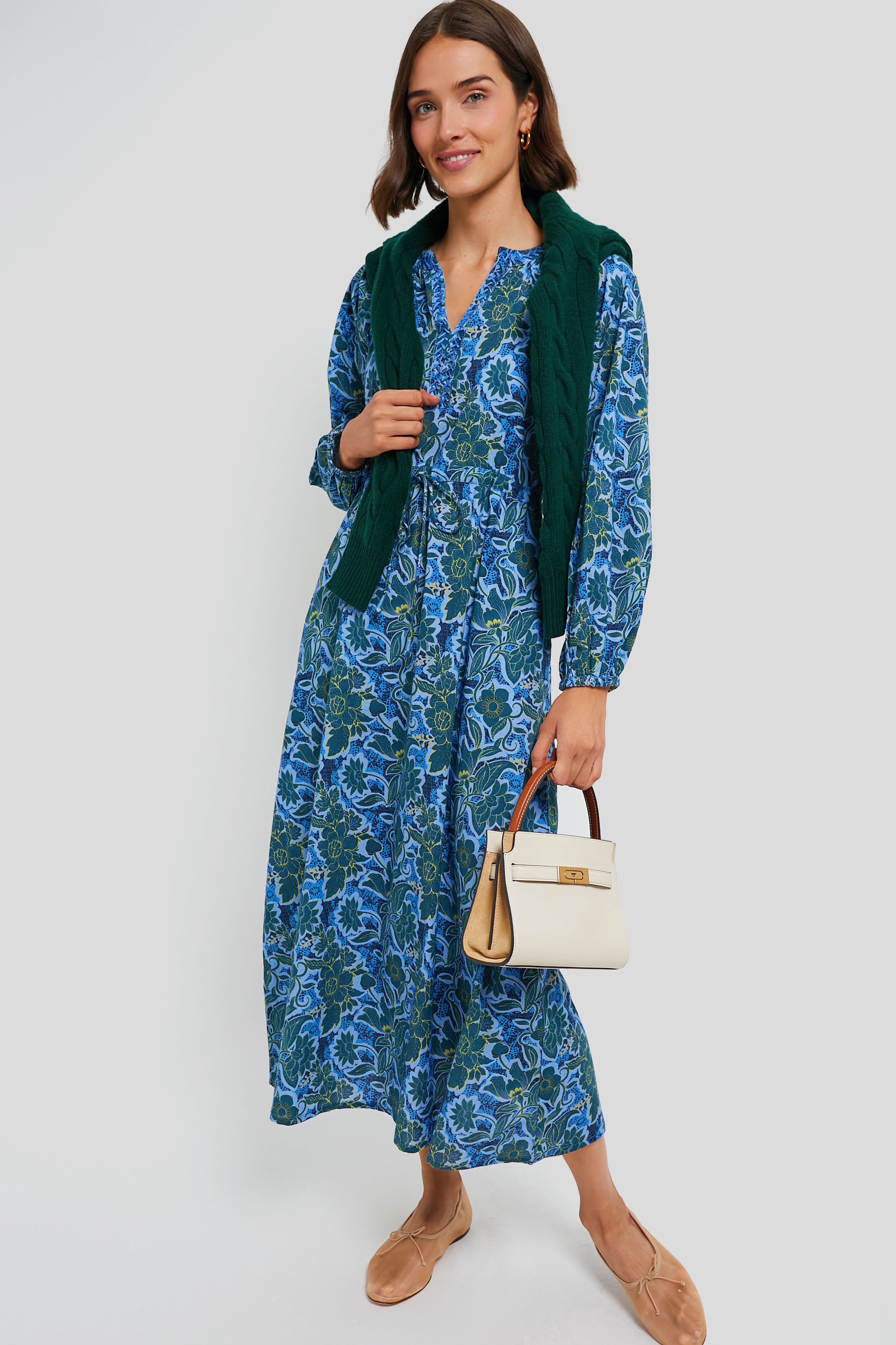 Blue Vayu Amalfi Maxi Dress for Women - Flowy Summer Beach Dress with Pockets | Perfect for Vacations, Weddings & Boho Chic Outfits