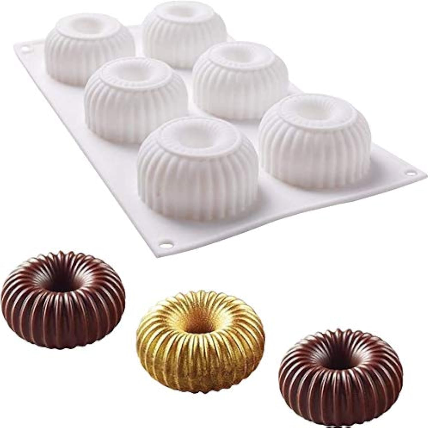 Premium 3D Silicone Baking Molds Set - 6-Cavity Donut Shape for Mousse Cake, Pastry, Truffle, Pudding, Jelly & Cheesecake | Reusable & Non-Stick Dessert Molds for Home Bakers & Professional Chefs | Perfect for Birthday Parties, Tea Time & Holiday Treats