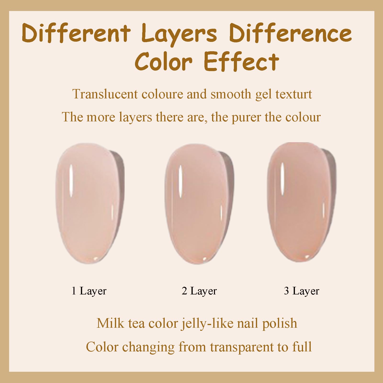 Nude Jelly Nail Polish - Pretty Milk Tea Color Sheer Nail Polish - Crystal Clear Natural Look - Water Based Quick Dry No UV Light Needed - Perfect for Everyday Wear & French Manicures