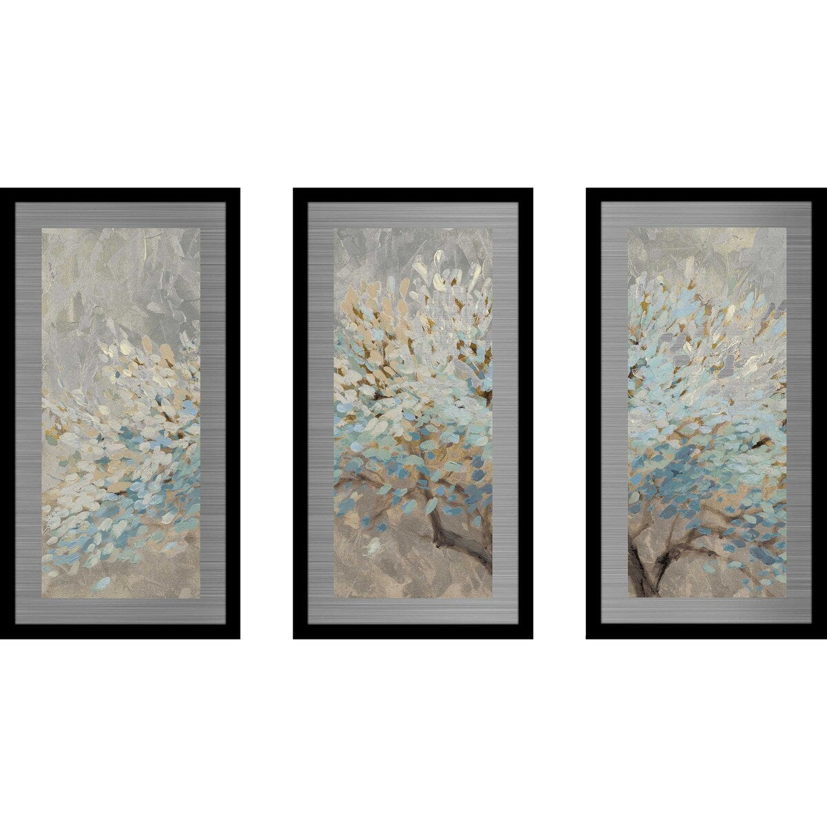 3 Piece Silver Aluminum Print Wall Art - A Thousand Silver Lifetimes - Modern Home Decor for Living Room, Bedroom & Office