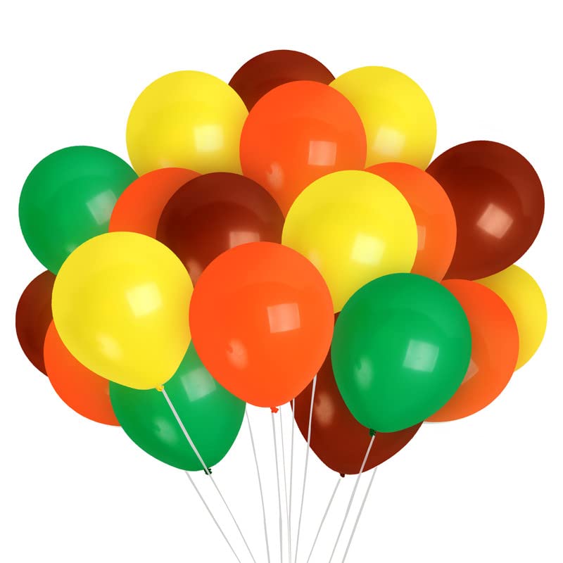 100 Pack 12 Inch Matte Fall Colored Balloons - Orange, Green, Yellow, Brown for Autumn Party Decorations | Perfect for Fall Festivals, Thanksgiving Decor, Halloween Party Supplies & Seasonal Home Decor
