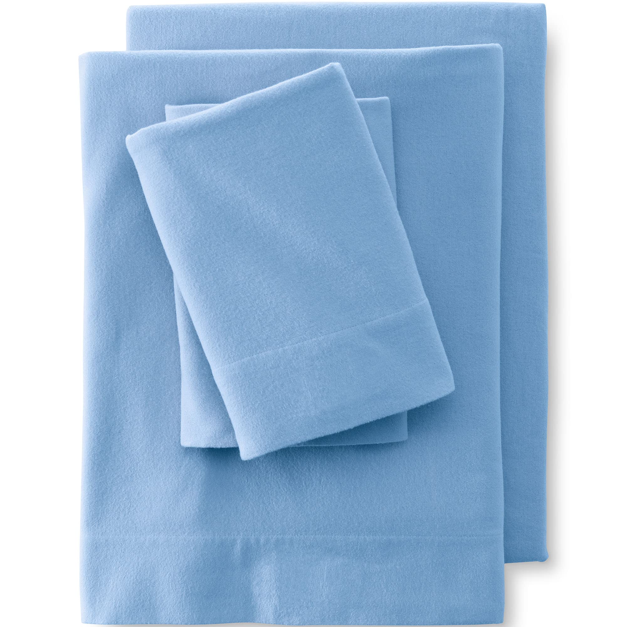 Lands' End 5oz Flannel Solid Sheet Set - Tide Blue - Full Size Bed Sheets - Ultra Soft & Warm Winter Bedding for Cozy Nights - Perfect for Cold Weather & Holiday Decor