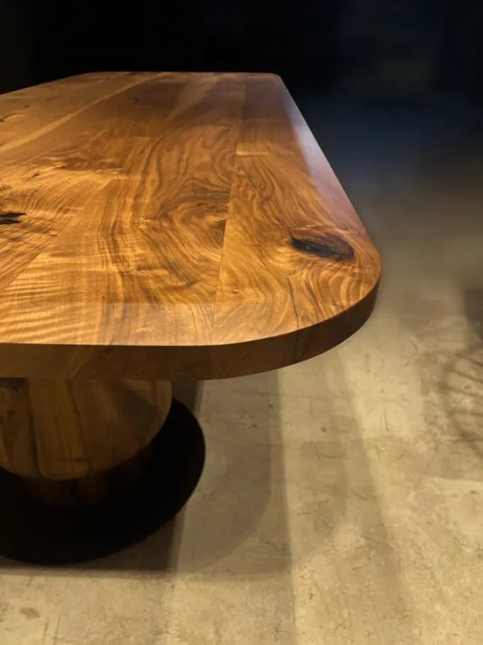 Solid Walnut Wood Edge Glued Dining Table With Wooden Tulip Legs - Modern Farmhouse Kitchen Table for Dining Room & Breakfast Nook
