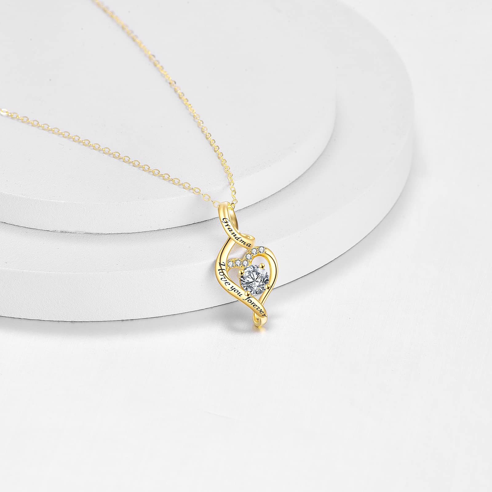 14K Gold Heart Pendant Necklace for Grandma - 1CT Moissanite Jewelry Gift from Granddaughter | Perfect for Valentine's Day, Mother's Day & Birthday Presents | Elegant Women's Necklace for Special Occasions