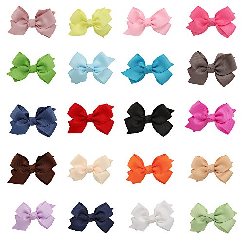 2Pcs Solid Color Grosgrain Ribbon Bow Hair Clips - Cute Hair Accessories for Baby Girls & Toddlers - Perfect for Parties, Photoshoots and Daily Wear