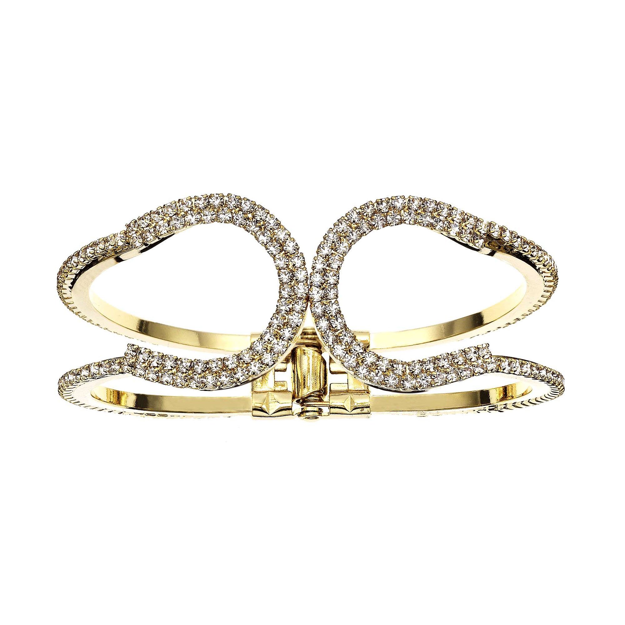 100 Pcs Women's Fashion Jewelry Set - Horse Shoe Cuff Bangle Bracelet with Austrian Crystals for Party, Wedding & Gift Giving