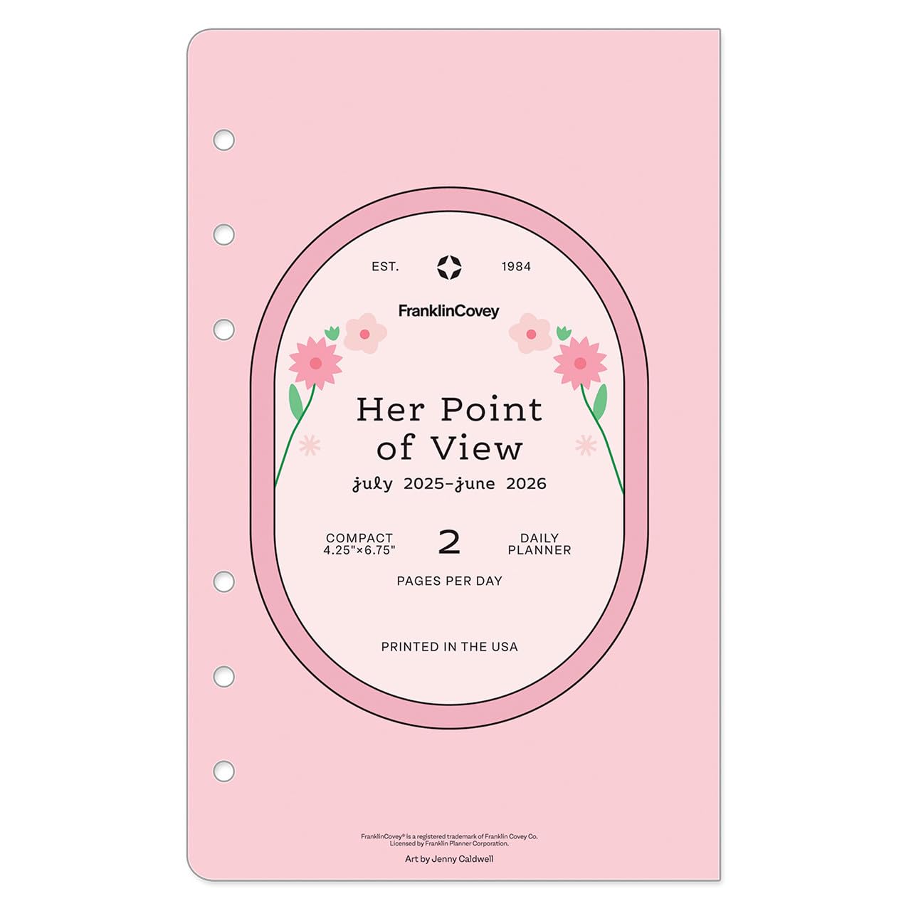 FranklinCovey Compact Two-Page Per Day Ring-Bound Planner (July 2025 - June 2026) - Women's Daily Organizer with Her Point of View Design - Perfect for Work, School & Personal Goal Tracking