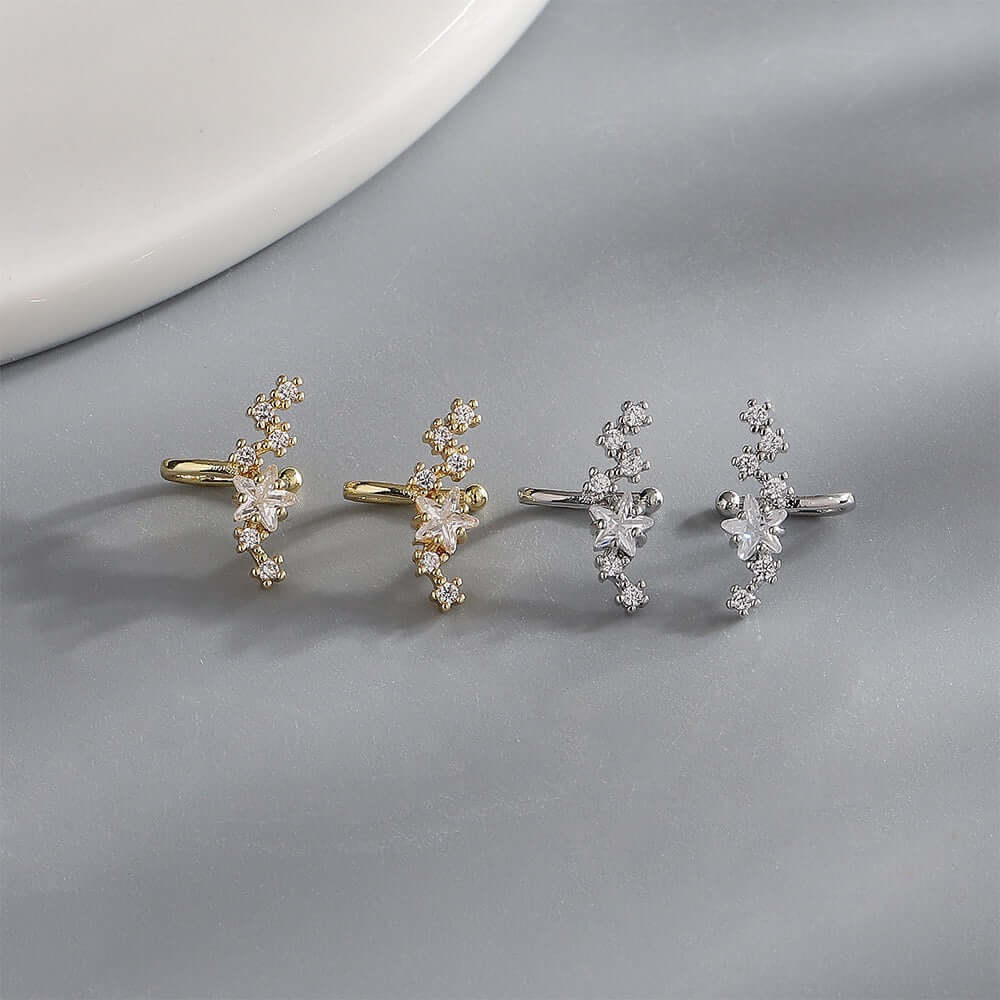 No-Piercing Celestial Star Ear Cuffs & Ear Climbers for Women | SE2098 | Elegant Non-Pierced Ear Jewelry for Parties, Weddings & Special Occasions