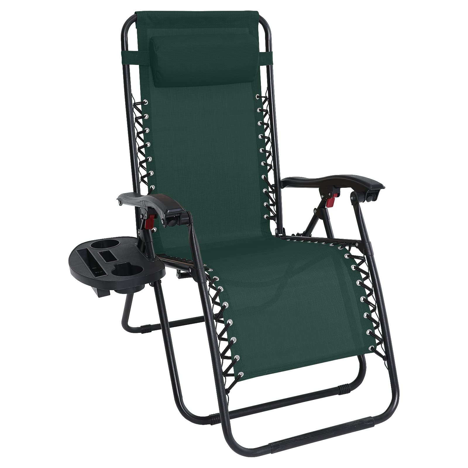 ABCCANOPY Zero Gravity Adjustable Reclining Patio Lounge Chair with Removable Pillow & Cup Holder - Outdoor Relaxation for Backyard, Poolside, Beach & Garden (Forest Green)
